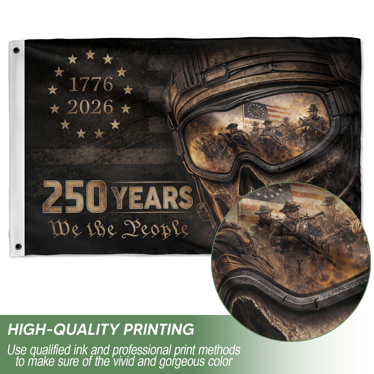 USA 250th Anniversary Flag 1776-2026 We The People Double Sided Patriotic Military Skull