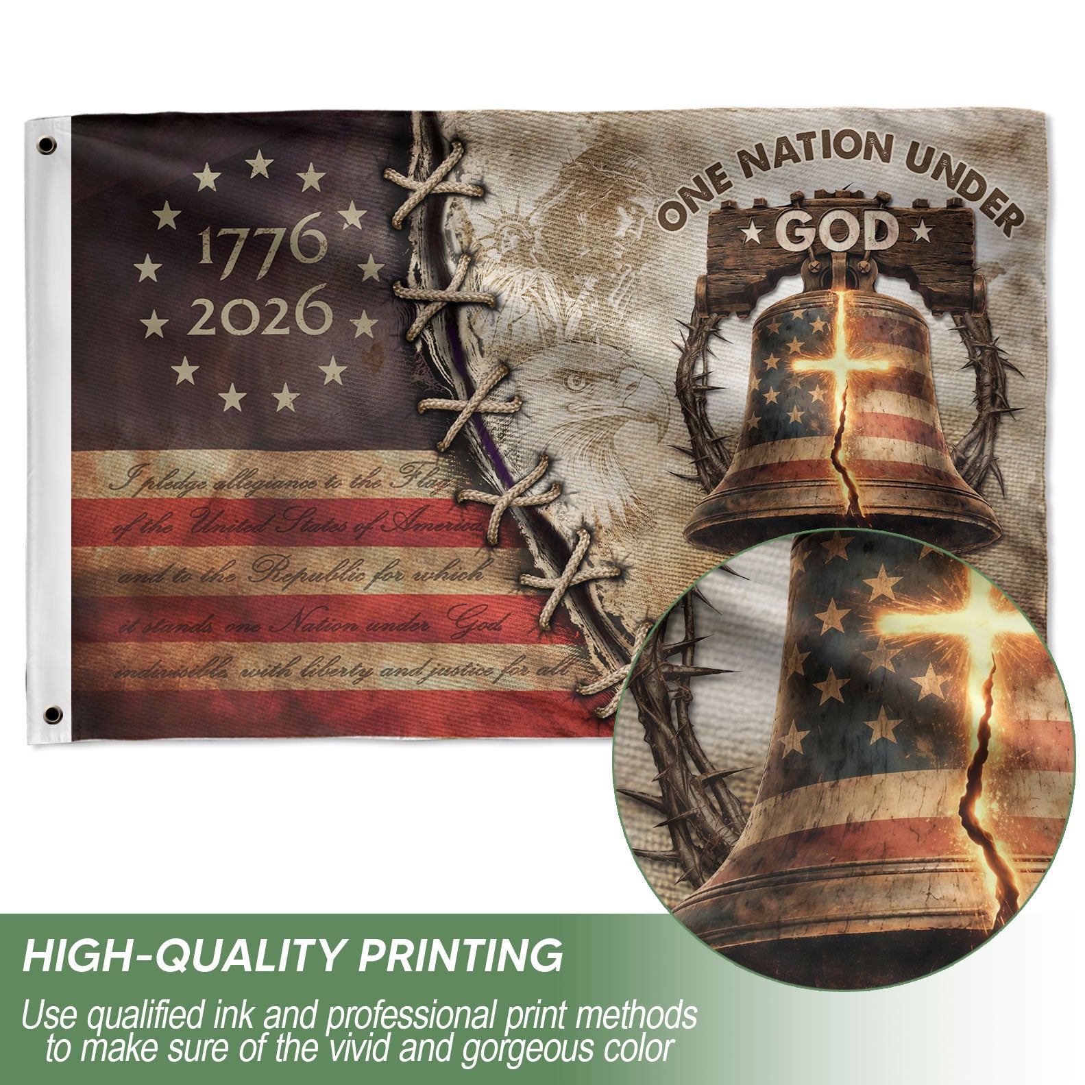 USA 250th Christian Flag 1776–2026 Patriotic Faith Outdoor Decor