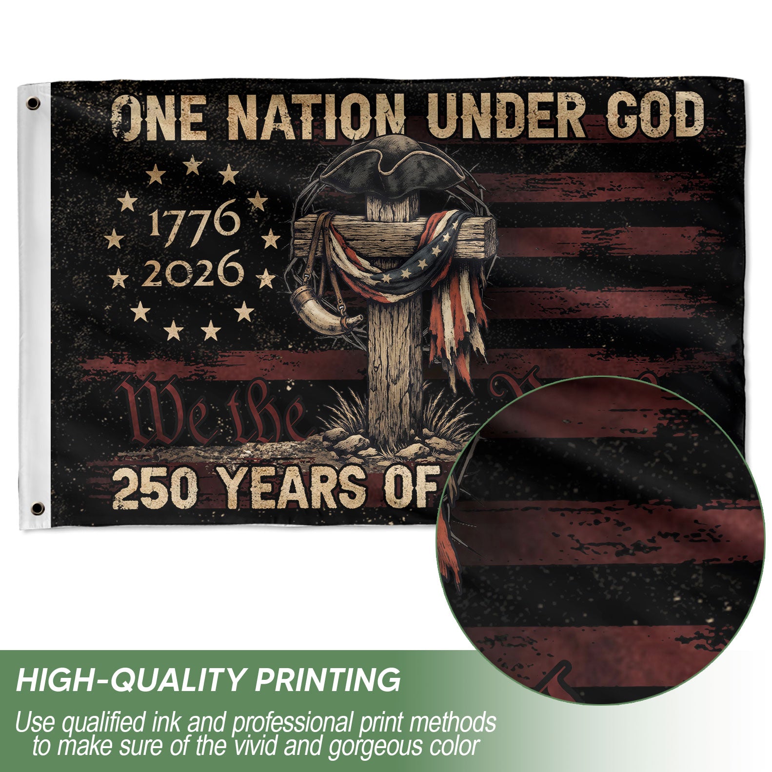 Patriotic Christian Outdoor Flag USA Celebration - Rust Field Wear