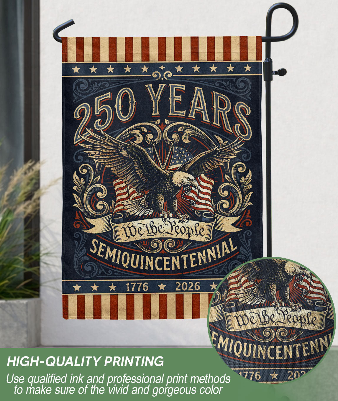 USA 250th Anniversary 1776–2026 House Flag – Retro We The People Bald Eagle Double Sided Printing
