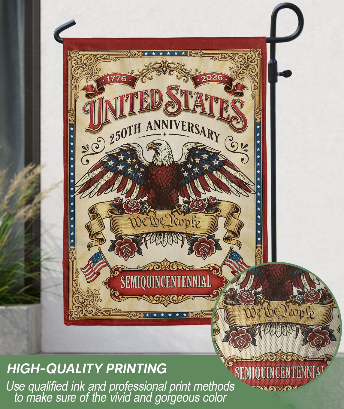 We The People 250 Years United States 1776-2026 Garden Flag – Bald Eagle 250th Anniversary Double Sided Printing USA Banner