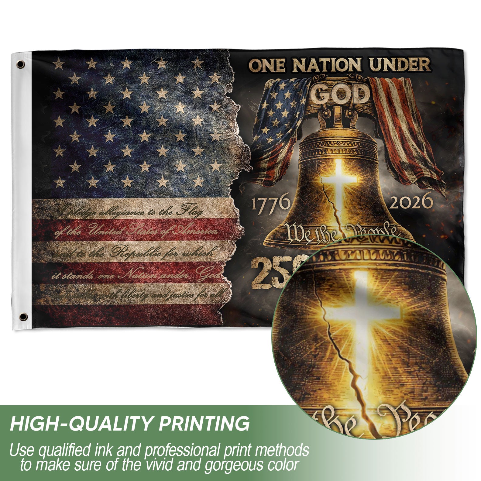 One Nation Under God America Religious US 250th Anniversary Flag – 250 Years of Blessings - Rust Field Wear