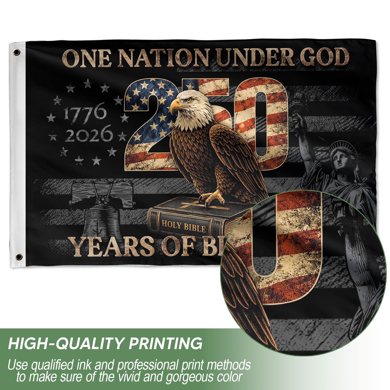 One Nation Under God 250 Years America Anniversary Flag – 1776–2026 Double Sided Patriotic Banner