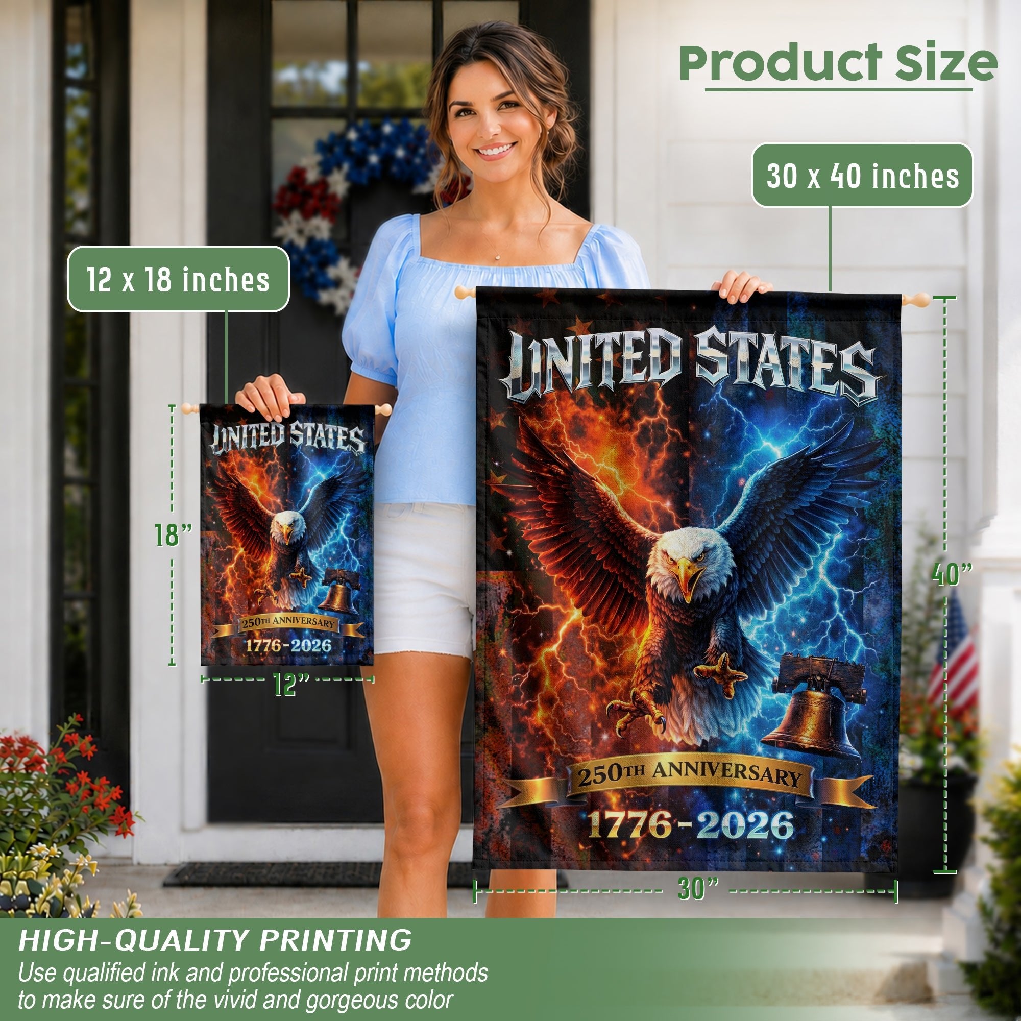 America 250th Anniversary House Flag - Statue of Liberty & Eagle 1776-2026, 250 Years Double Sided Outdoor Decor - Rust Field Wear