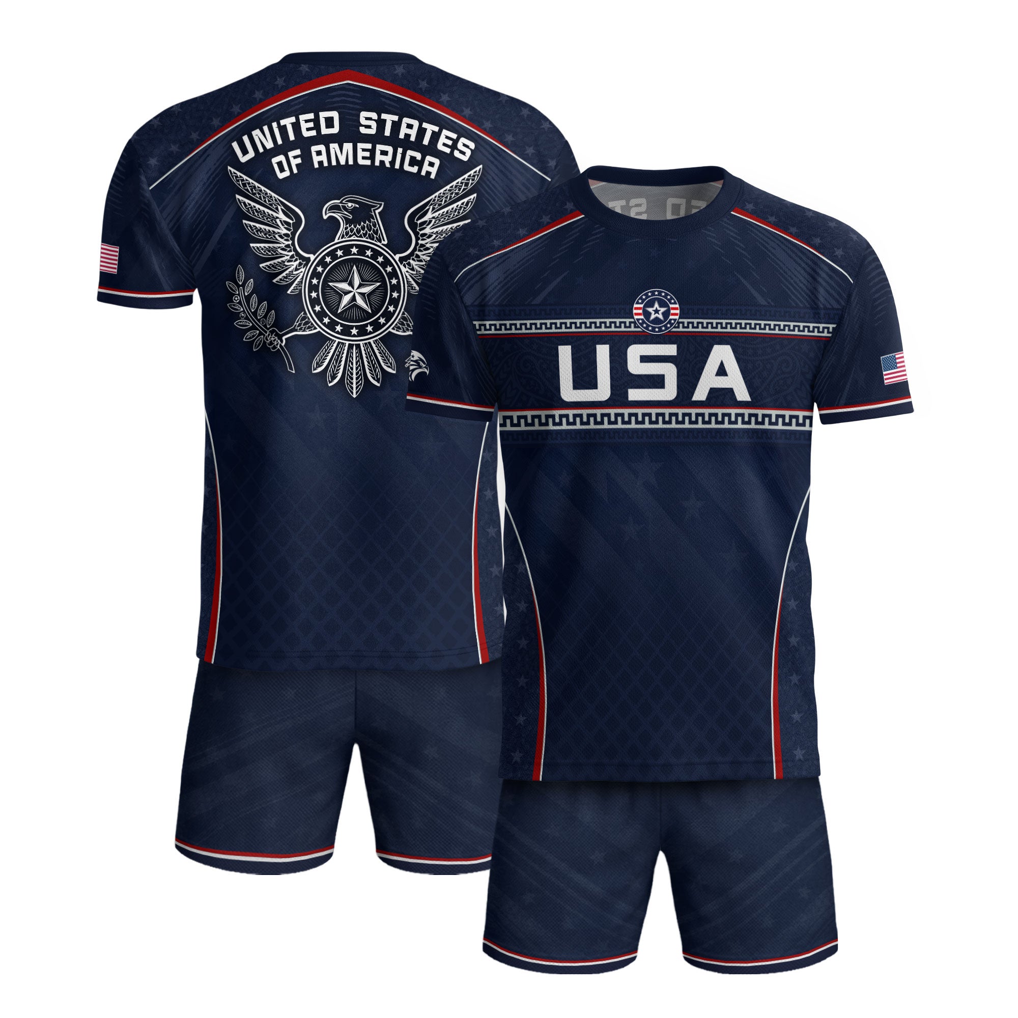 USA Soccer Jersey Navy Patriotic Eagle Graphic Athletic T-Shirt for Soccer Fans