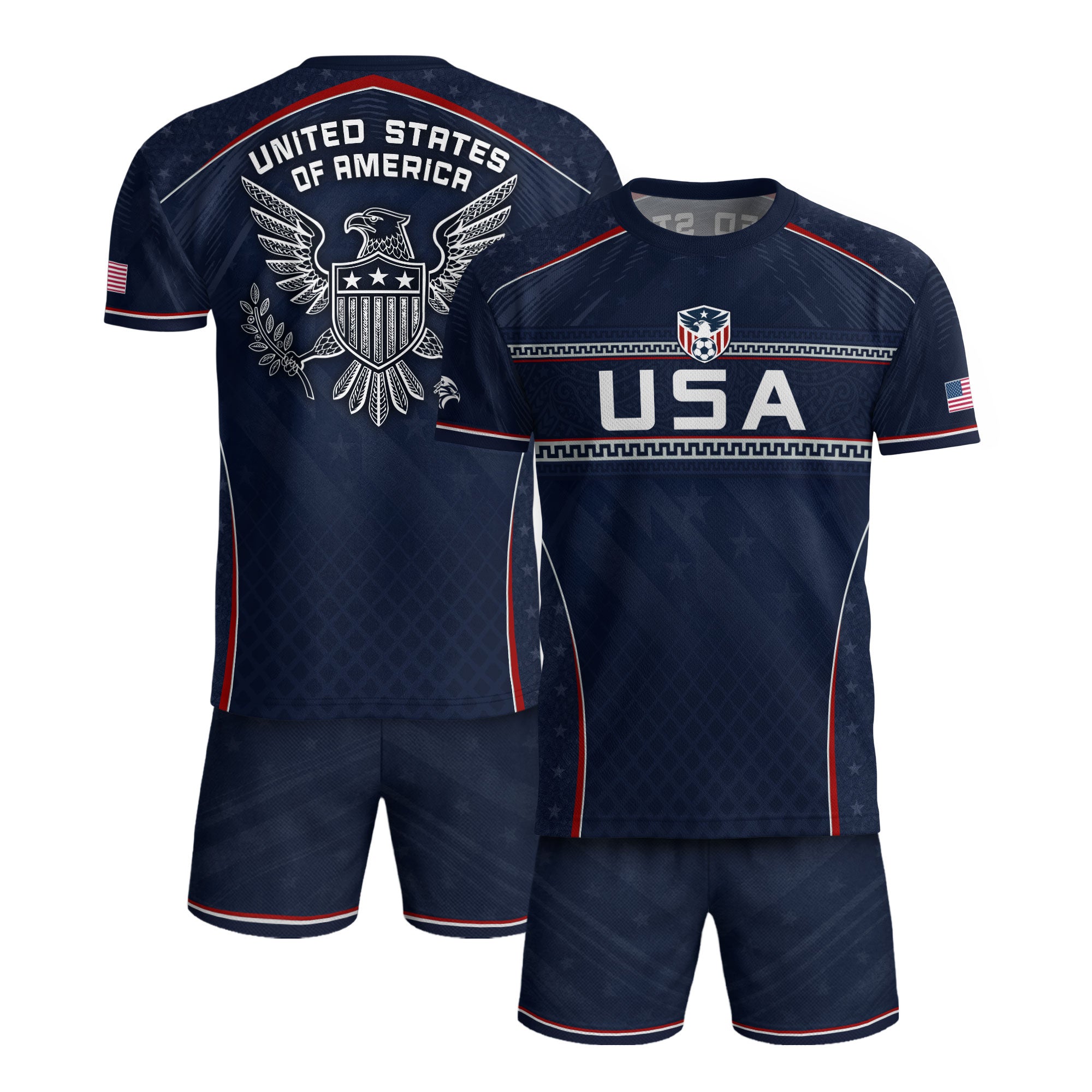 USA Soccer Jersey Navy Patriotic Eagle Graphic Athletic T-Shirt for Soccer Fans