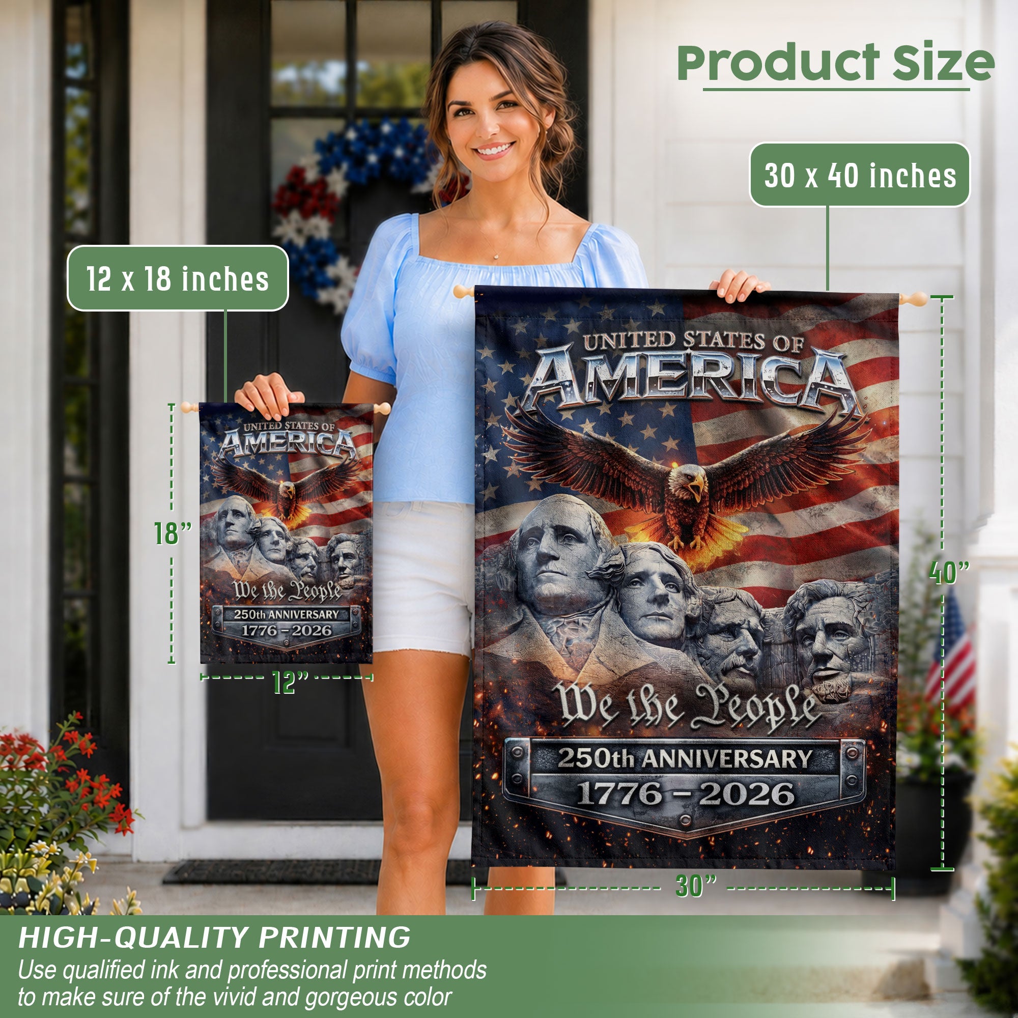 American Flag 250 Year Anniversary Garden Flag 1776-2026 – USA 250th Anniversary Patriotic Outdoor Yard Decor - Rust Field Wear