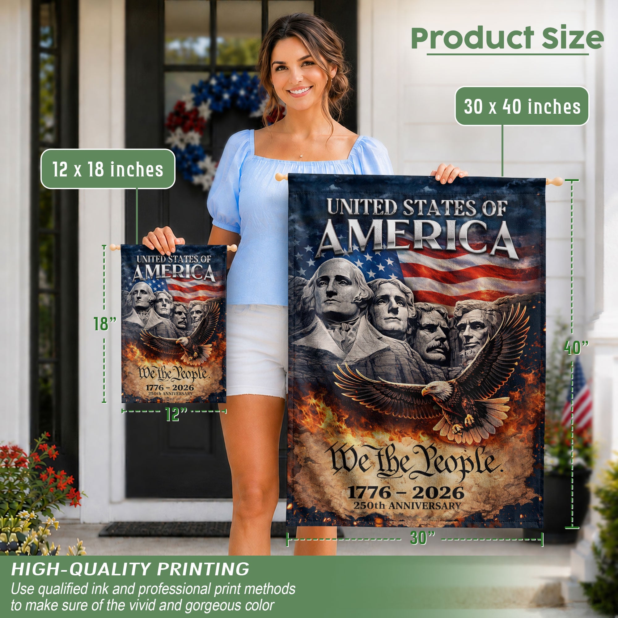 USA 250th Anniversary Flag 1776-2026 – 250 Years American Anniversary Patriotic House Flag Outdoor Yard Decoration