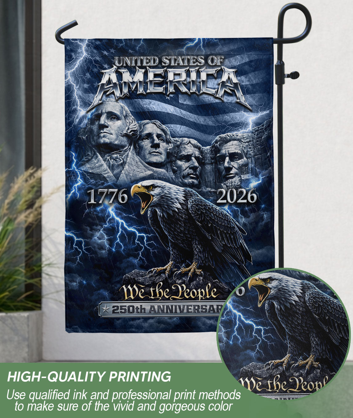 USA 250 Anniversary Garden Flag 1776-2026 – American 250th Anniversary Flag Patriotic Outdoor Yard Decor