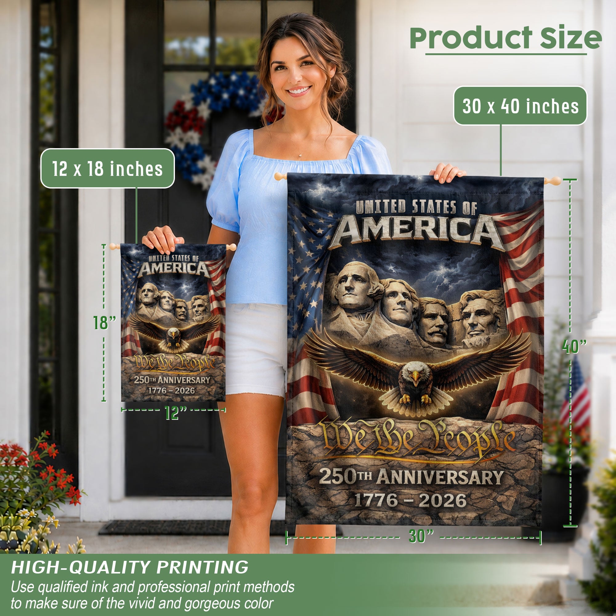 USA 250th Anniversary Garden Flag 1776-2026, American Flag 250 Year Anniversary, Patriotic Outdoor Yard Decoration