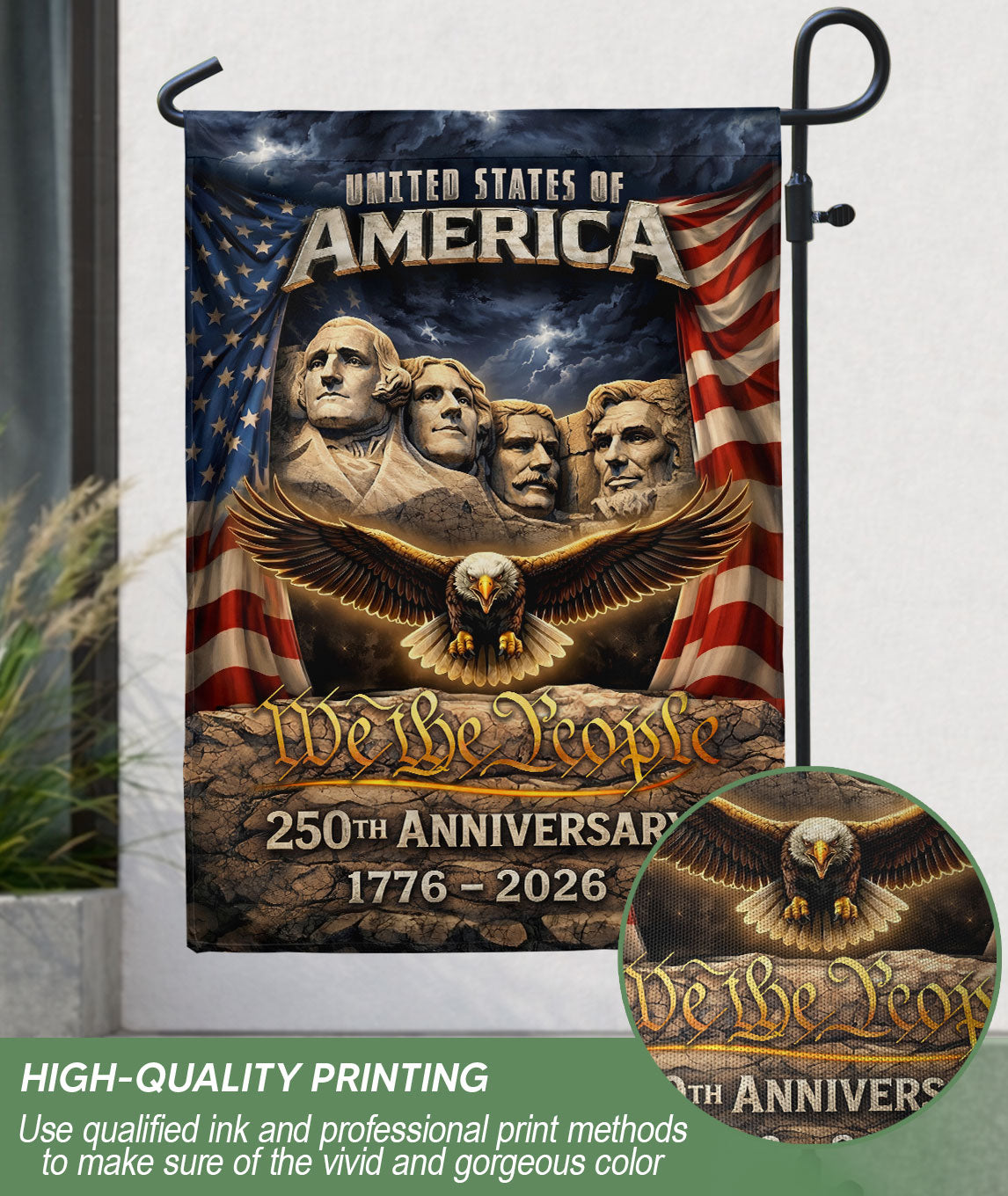 USA 250th Anniversary Garden Flag 1776-2026, American Flag 250 Year Anniversary, Patriotic Outdoor Yard Decoration