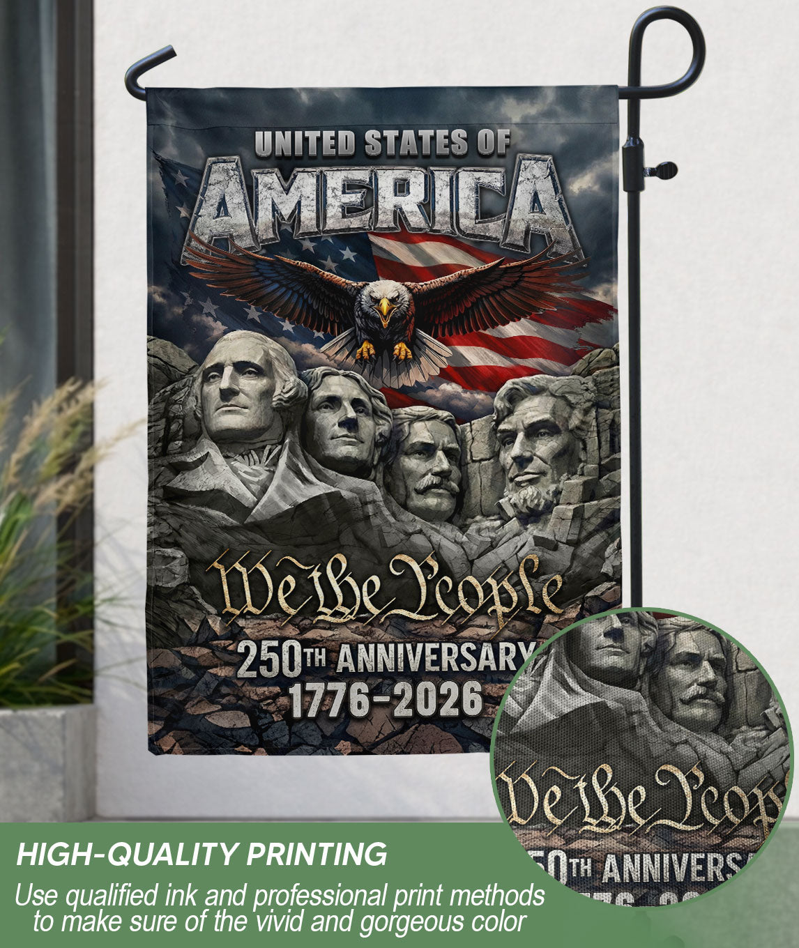 USA 250th Anniversary Garden Flag 1776–2026 – American Flag 250 Year Anniversary Patriotic Eagle We The People Outdoor Yard Decor Flag