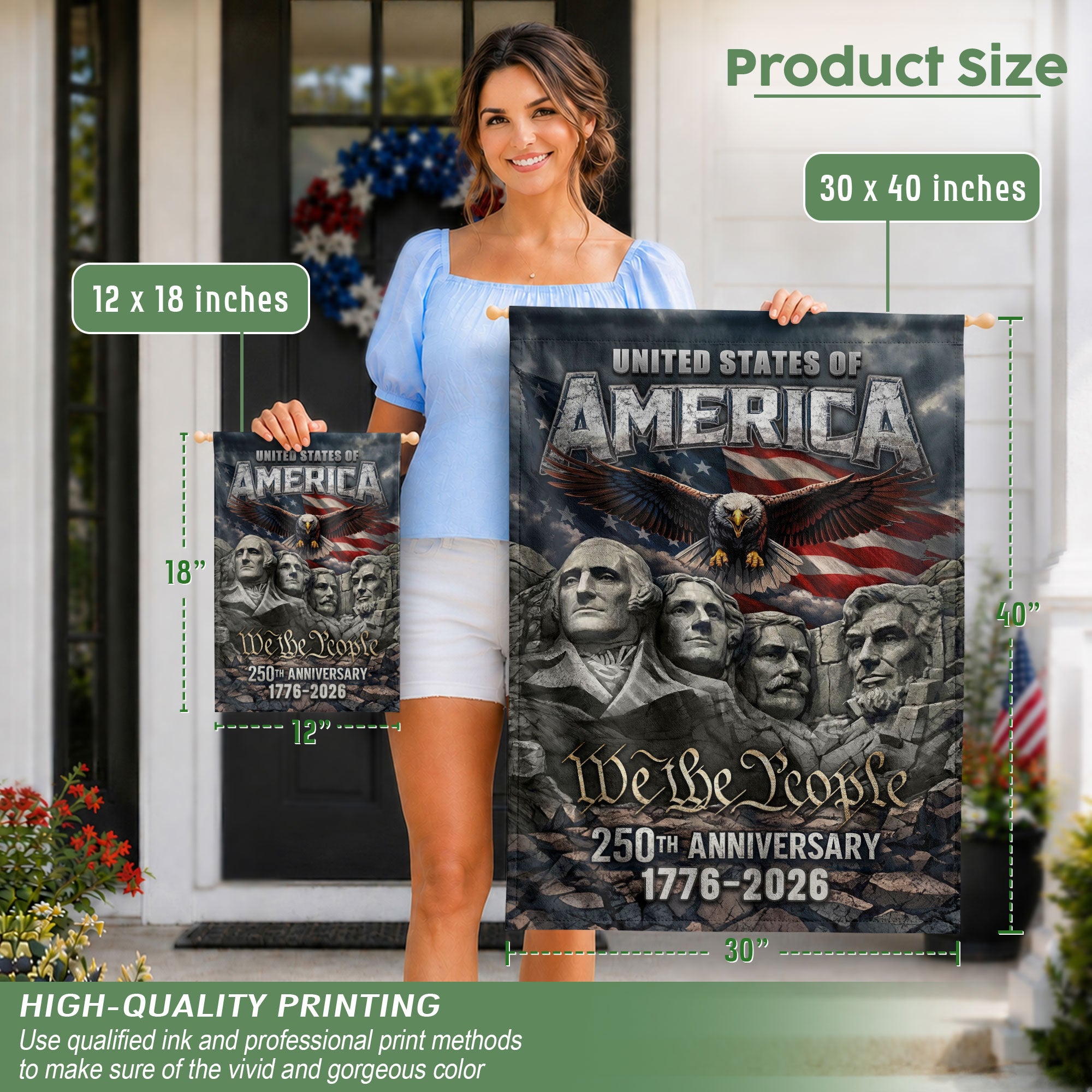 USA 250th Anniversary Garden Flag 1776–2026 – American Flag 250 Year Anniversary Patriotic Eagle We The People Outdoor Yard Decor Flag