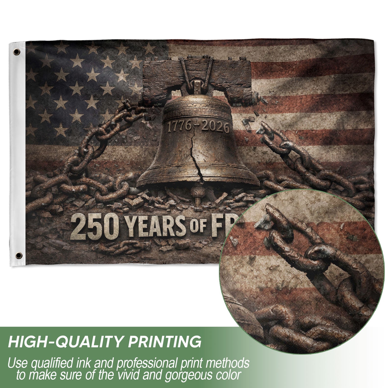 Proclaim Liberty Throughout The Land 250 Years Flag 1776–2026 – Liberty Bell Patriotic Banner