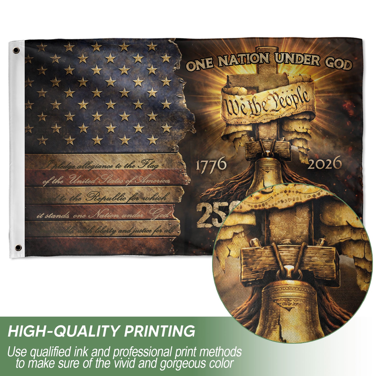 We The People Christian House Flag 250th Anniversary USA Flag 1776-2026 One Nation Under God