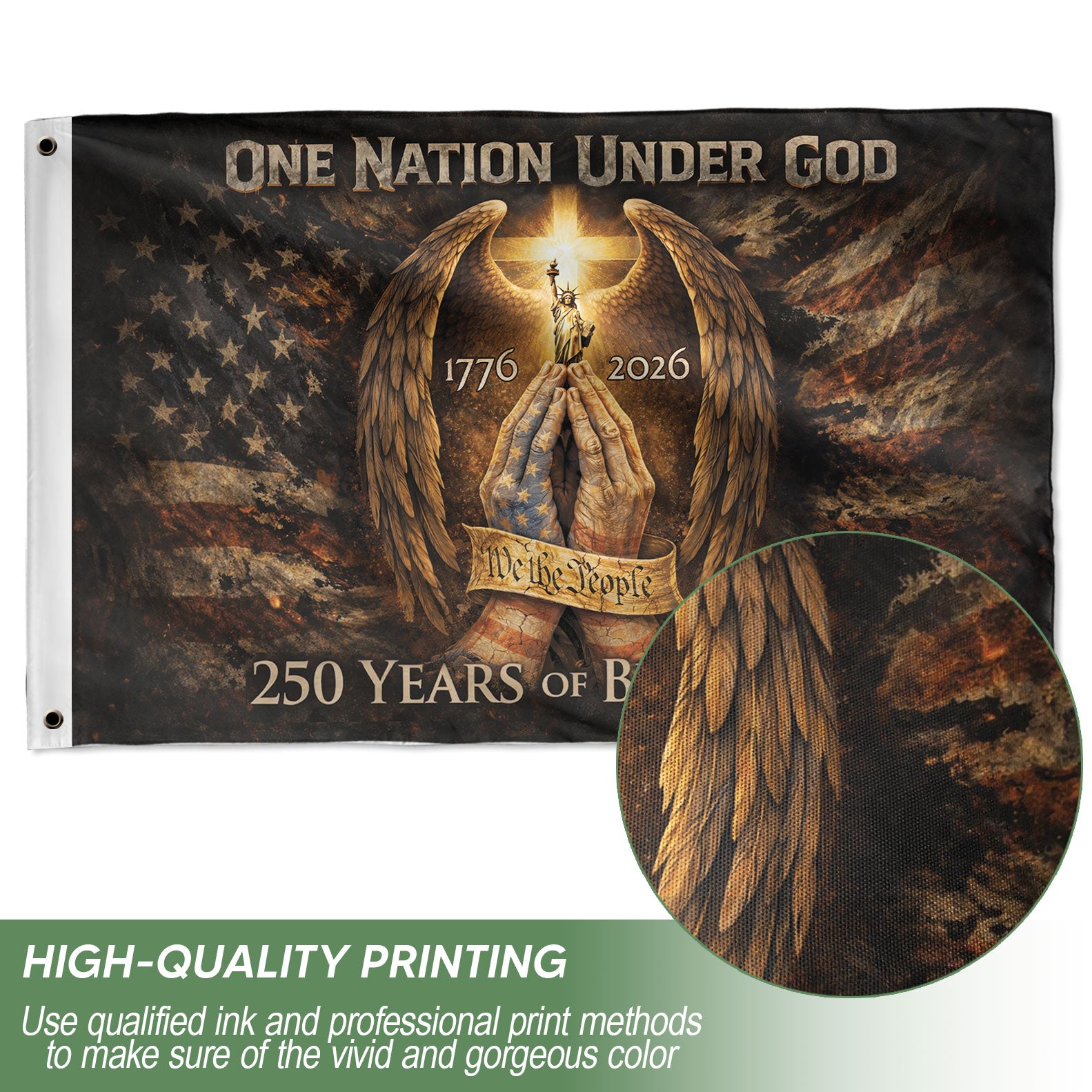 Christian Patriotic House Flag One Nation Under God 250th Anniversary USA Flag 1776–2026