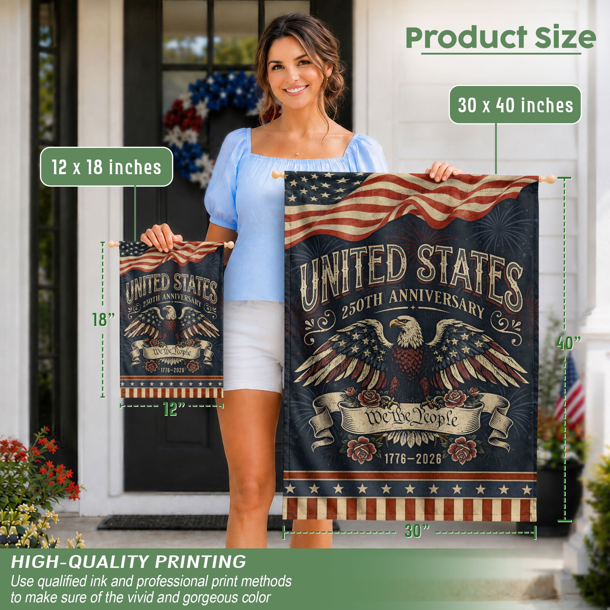 United States 250th Anniversary Garden Flag Patriotic 1776-2026 We The People Yard Decor 12x18inch