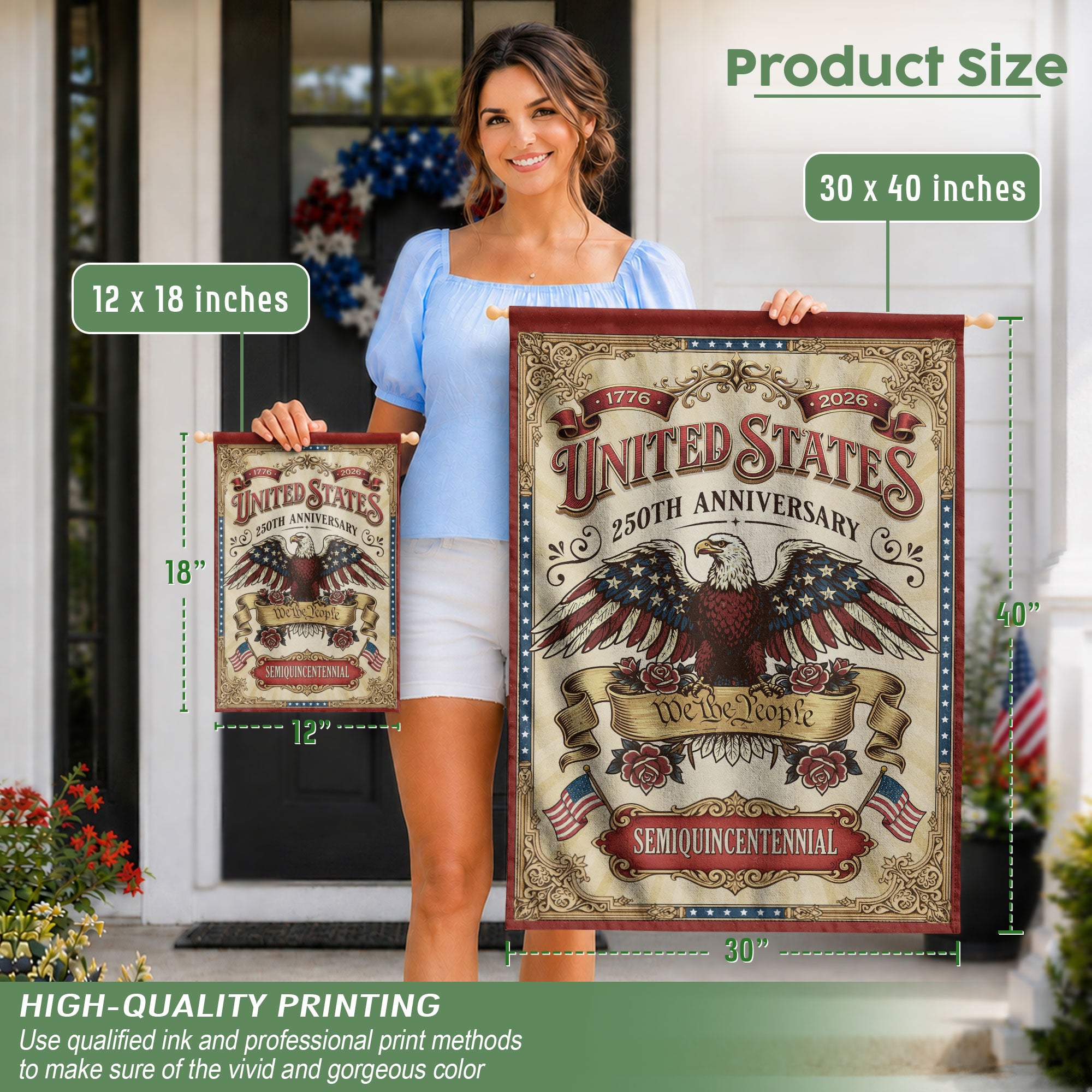 United States 250th Anniversary Garden Flag Vintage 1776-2026 We The People Yard Banner 12x18inch