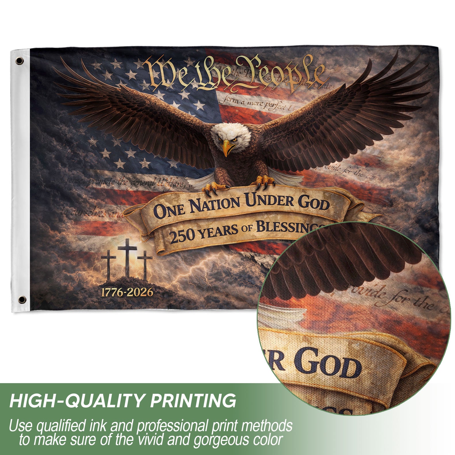 We The People One Nation Under God 250th Anniversary House Flag Patriotic Eagle 250 Years Blessing USA Flag - Rust Field Wear
