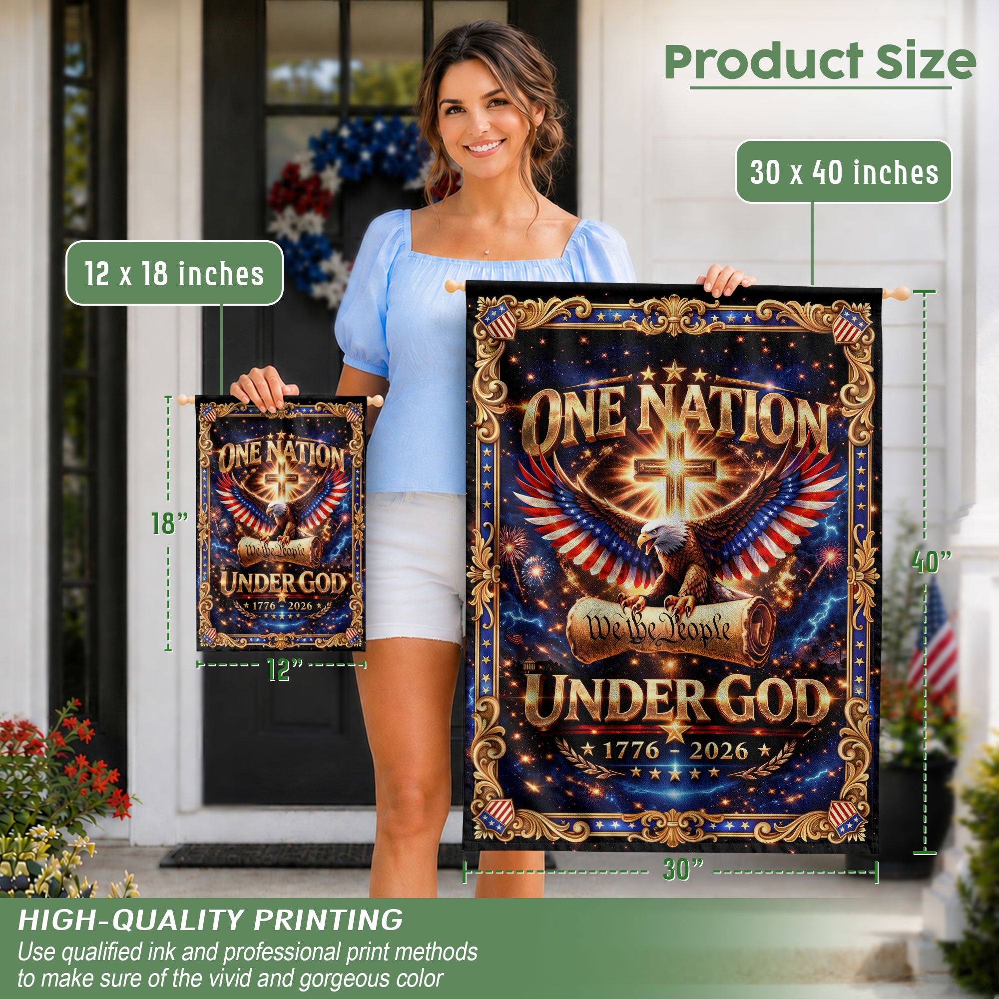 Christian We The People Under God 250th Anniversary USA Garden Flag 1776–2026 Eagle Cross Patriotic Banner
