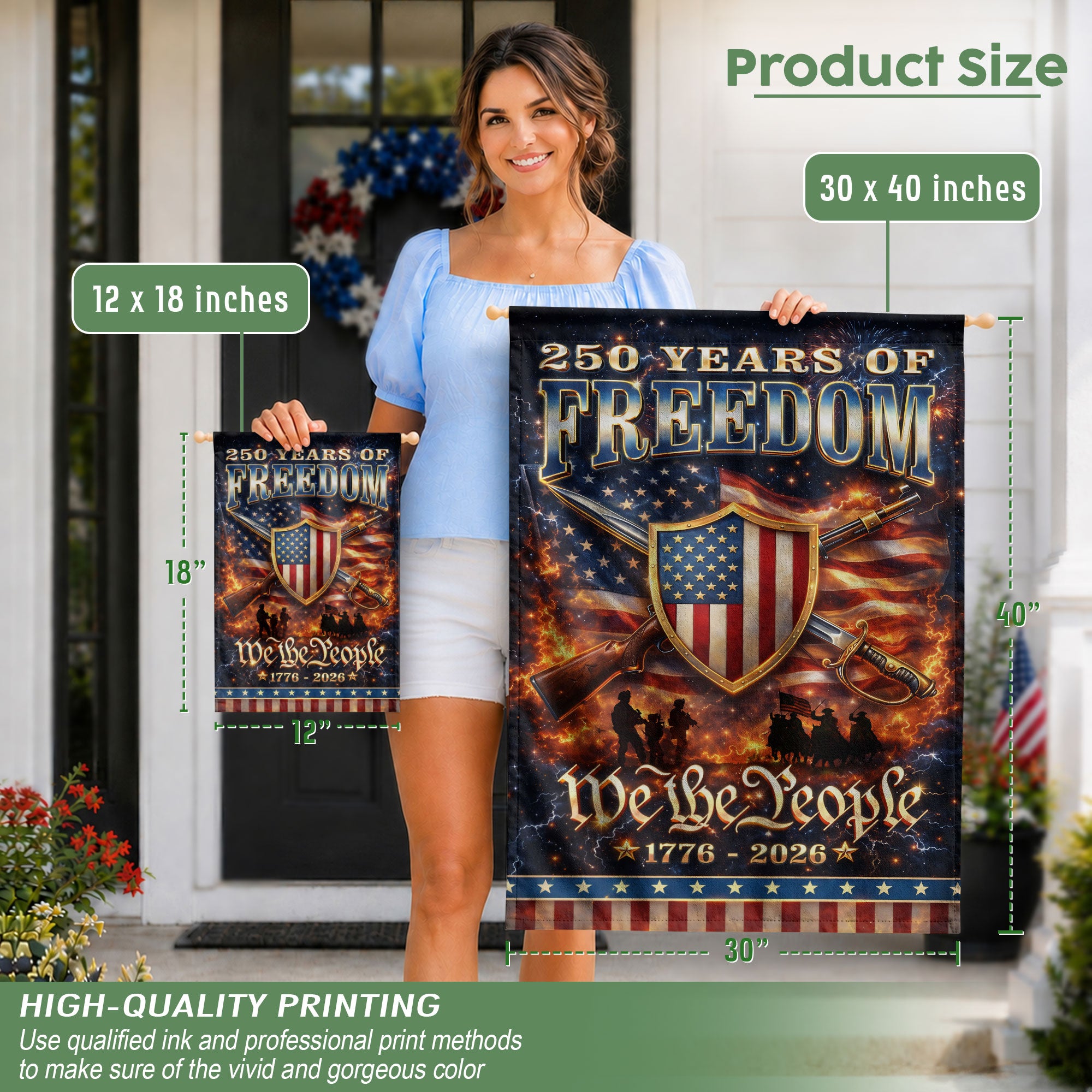 250 Years of Freedom House Flag Patriotic We The People 1776 - 2026 American