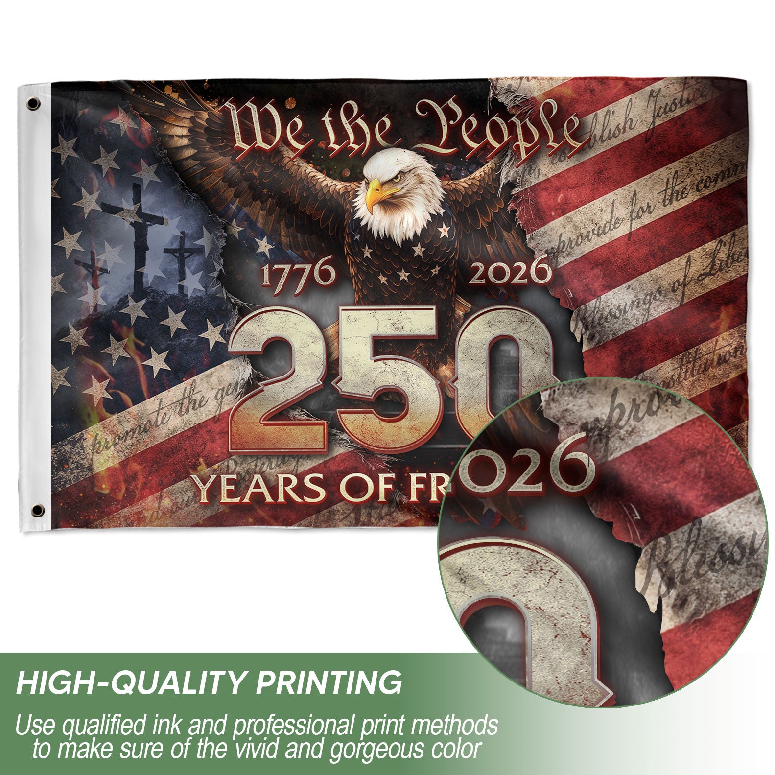 Christian Heritage House Flag 1776-2026 One Nation Under God 250 Years of Blessings