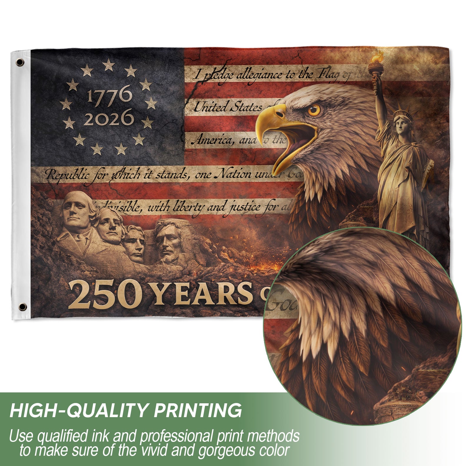 USA 250th Anniversary House Flag, Eagle and Liberty Patriotic Outdoor Décor, 1776–2026 Freedom Celebration 3x5ft