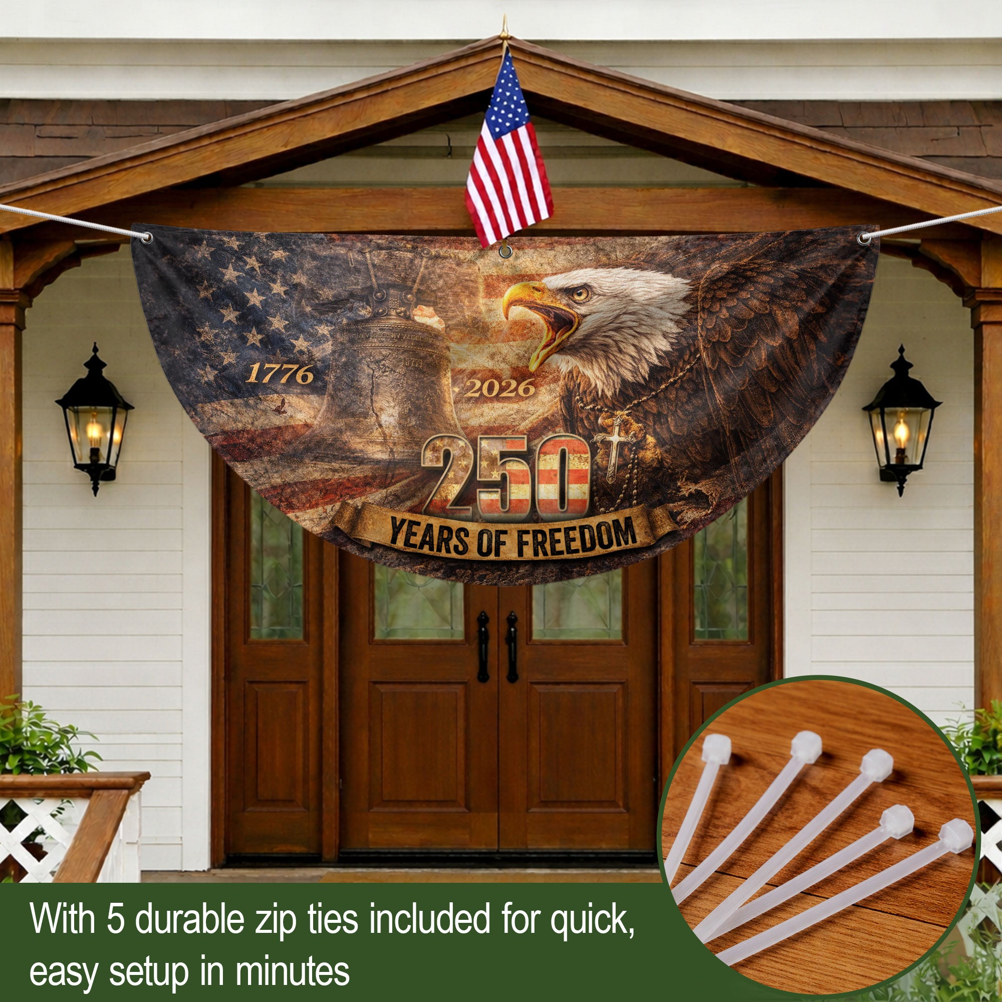 Fence Flag 250th Anniversary USA Flag 1776 2026 Patriotic Eagle American 250 Year Celebration Flag