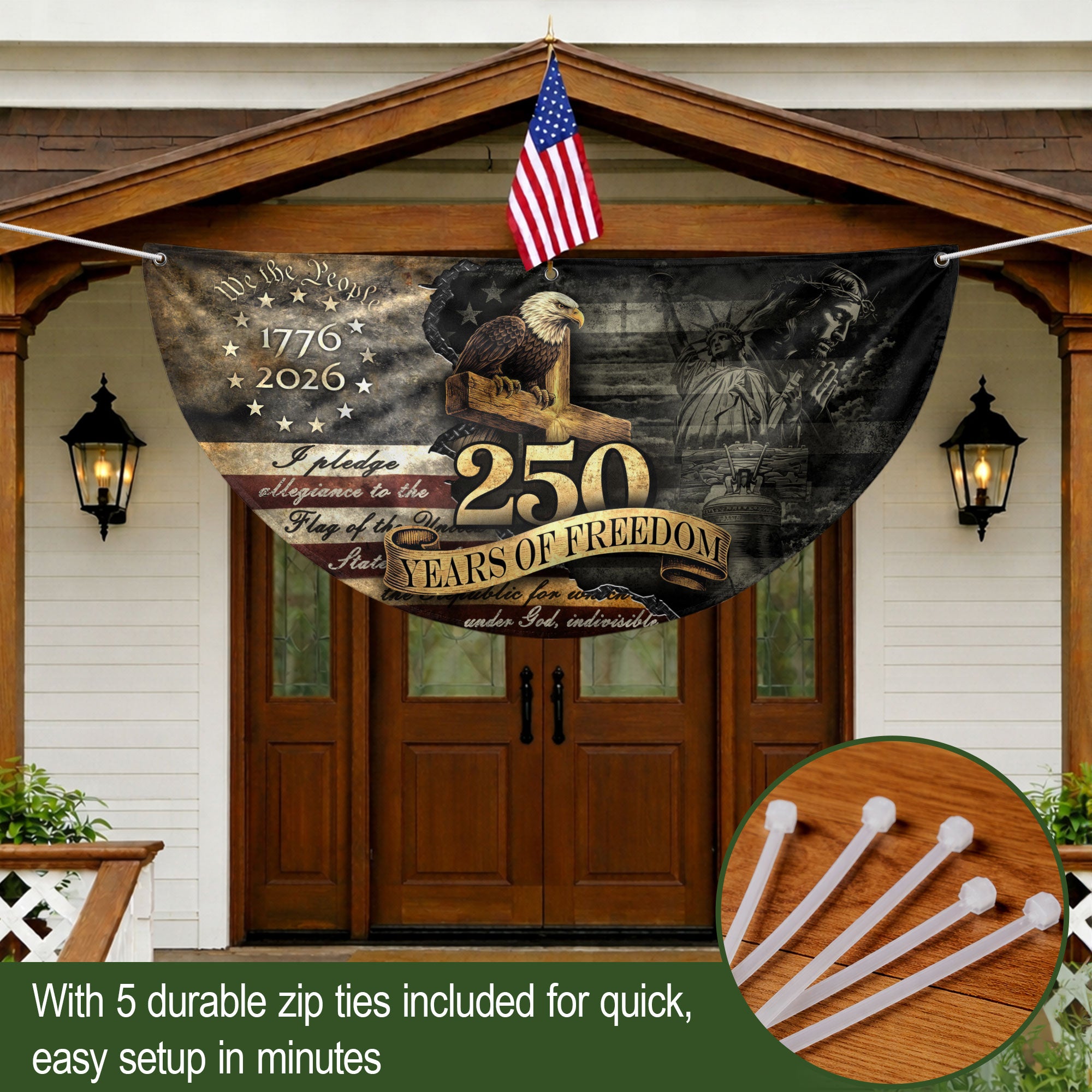 Fence Flag 250th Anniversary USA Flag 1776-2026 Eagle Patriotic 250 Year American Anniversary Flag Decor