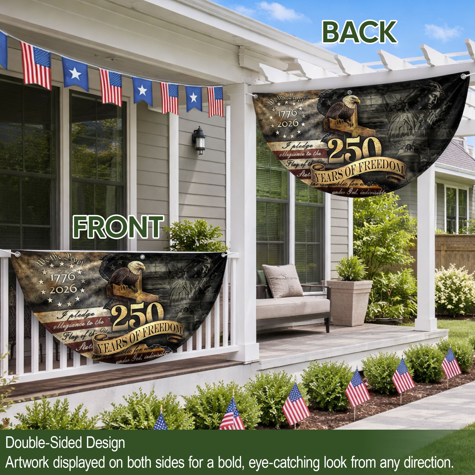 Fence Flag 250th Anniversary USA Flag 1776-2026 Eagle Patriotic 250 Year American Anniversary Flag Decor