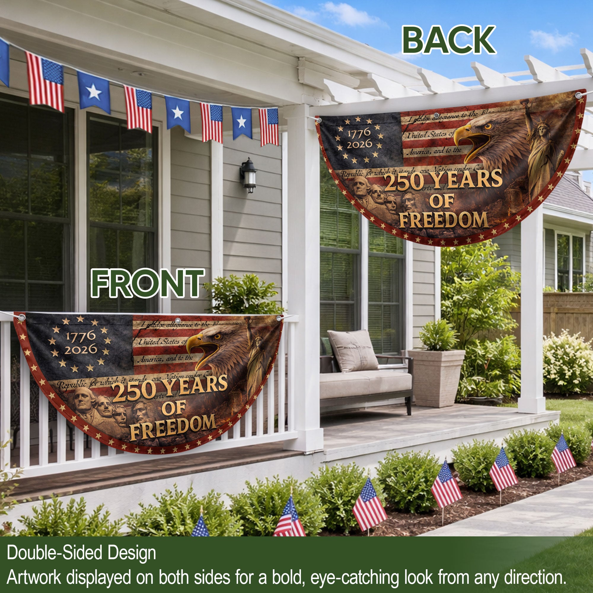 Fence Flag 250th Anniversary USA Flag 1776-2026 American Freedom Banner Decor