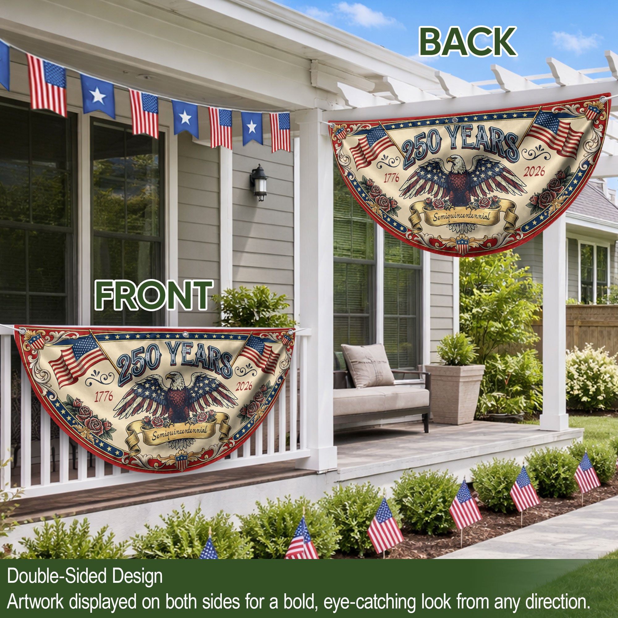 250th Anniversary USA Fence Flag - Patriotic Decor for 2026 Celebration