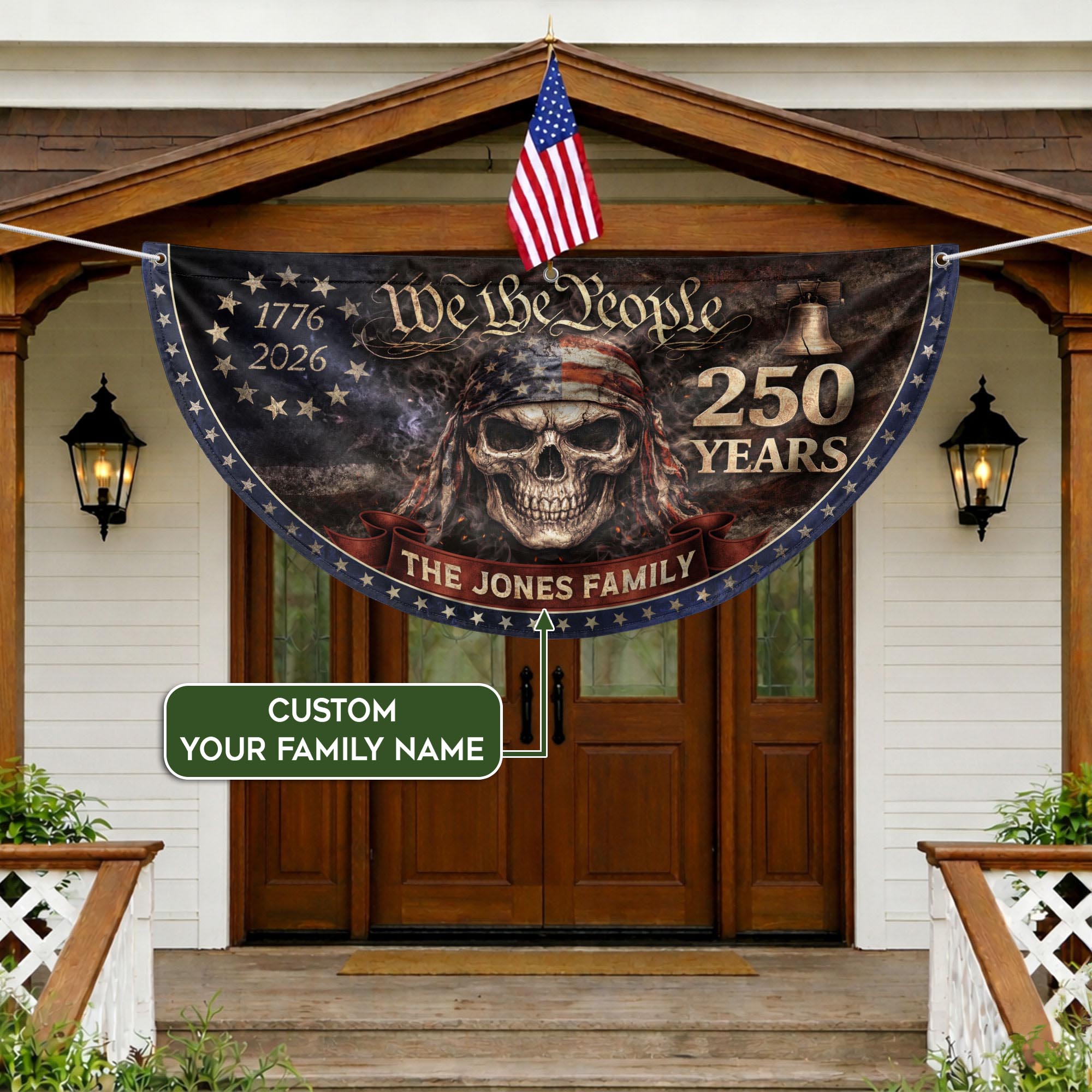 We The People Fence Flag Custom Family Name 250 Years Freedom 1776-2026 Patriotic Yard Decor