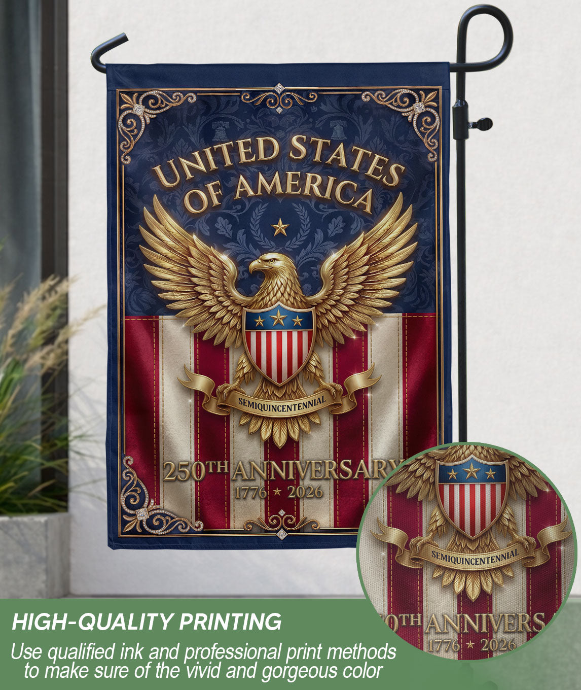 250th Anniversary House Flag USA Eagle Patriotic Banner 1776-2026 Outdoor Decor