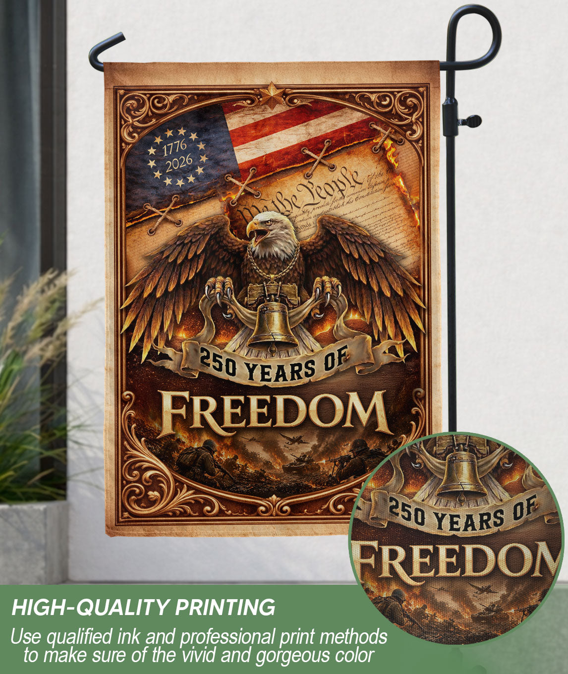 250th Anniversary House Flag 1776-2026 Eagle Freedom Patriotic Outdoor Banner