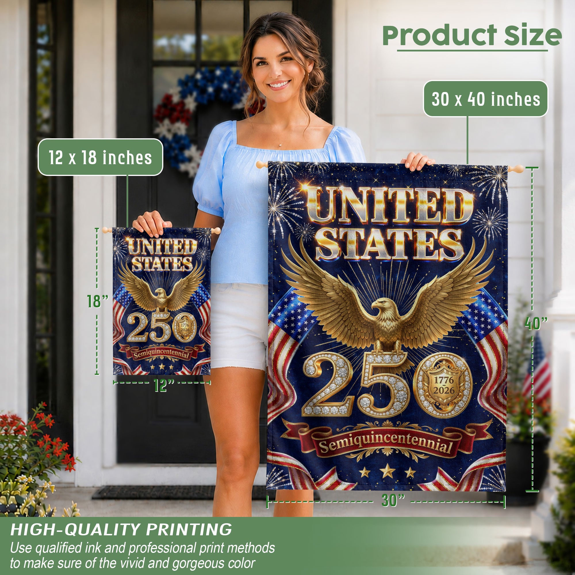 250th Anniversary United States House Flag - Royal Eagle Patriotic Home Decor Banner