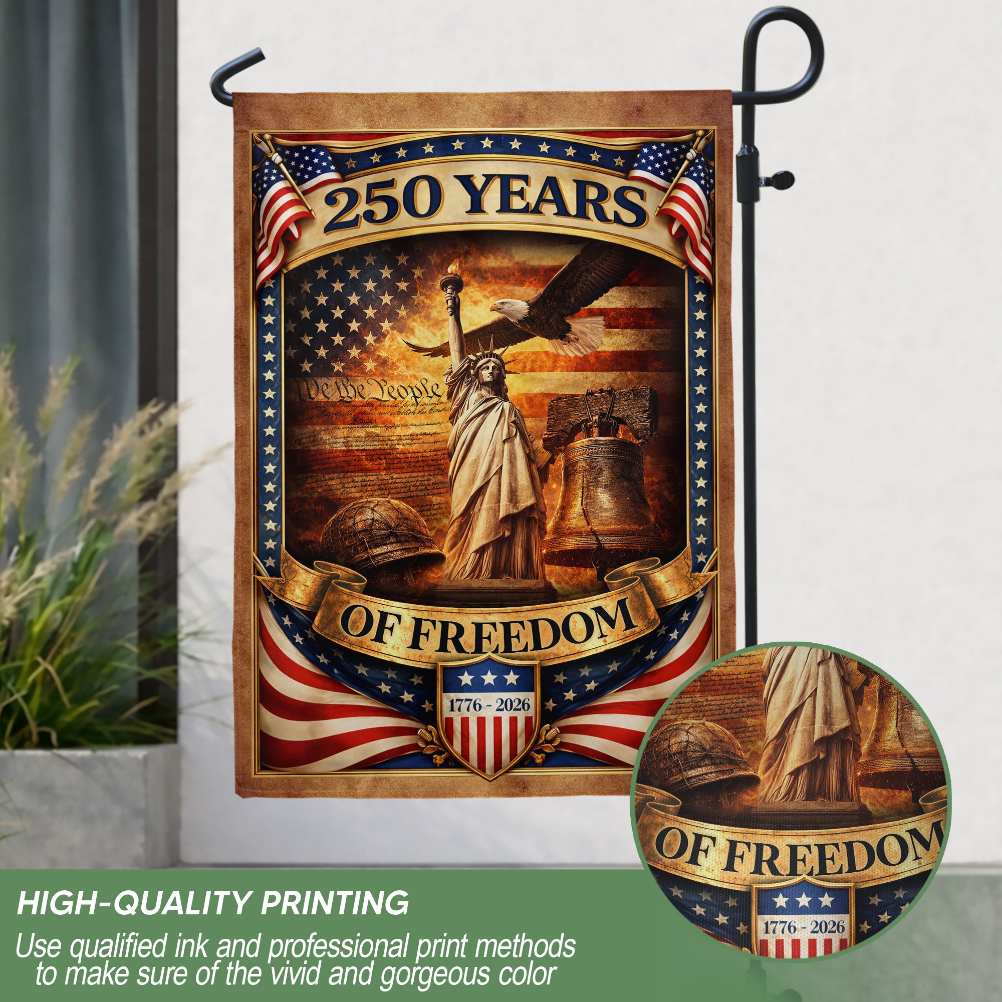 1776-2026 Anniversary Garden Flag 250 Years of Freedom Patriotic Yard Decor