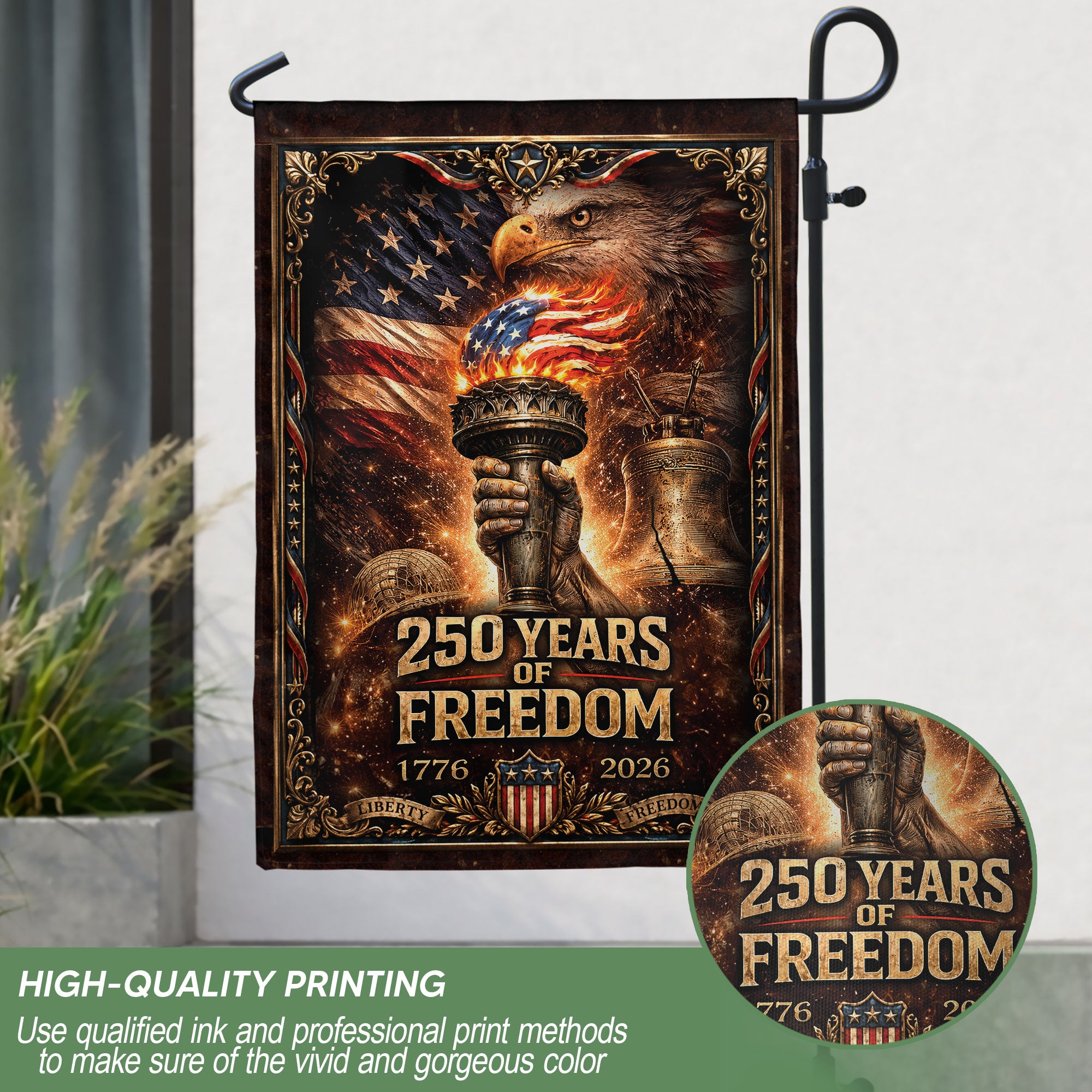 250th Anniversary United States House Flag - Liberty Torch Patriotic Home Decor Banner