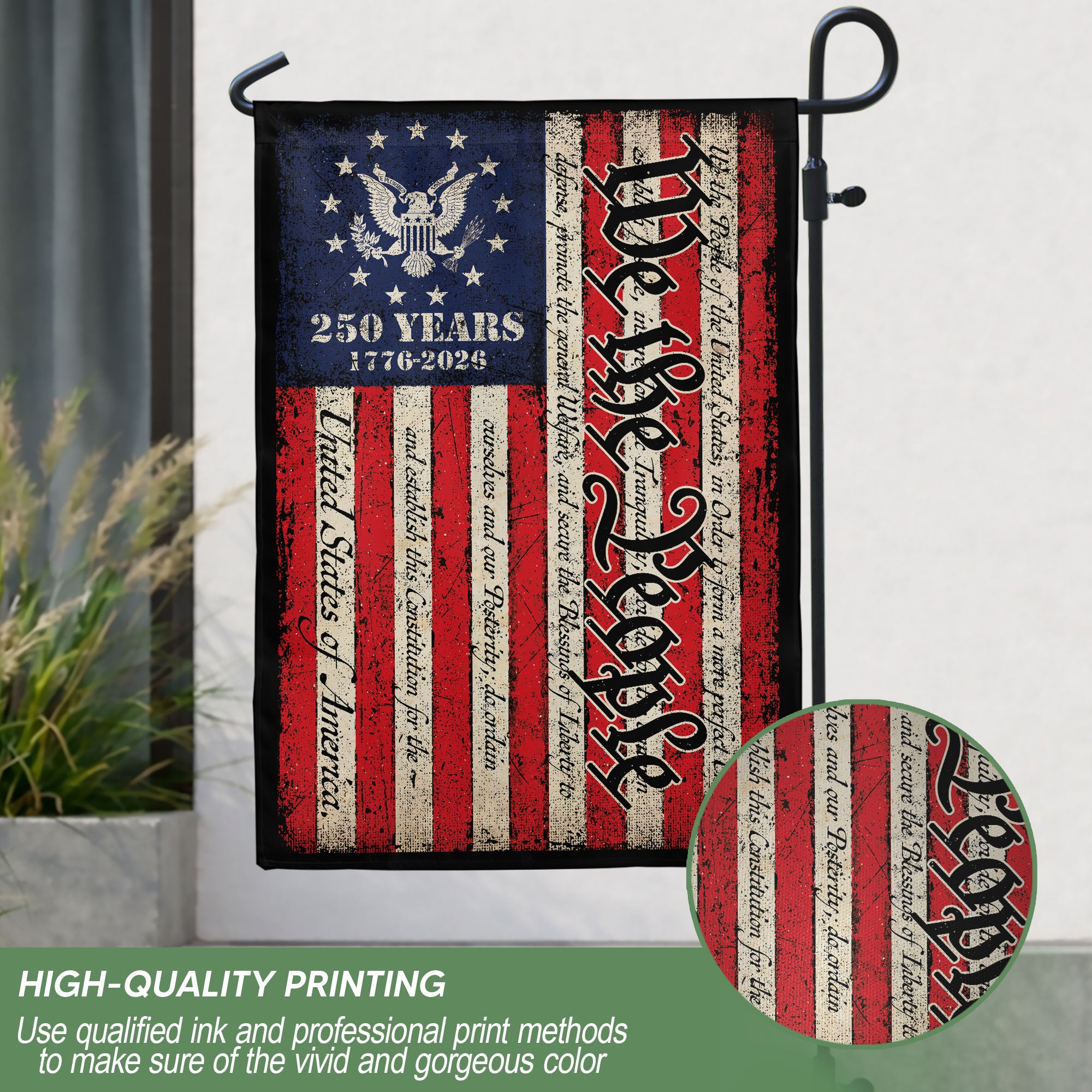 250th Anniversary United States House Flag - Constitution Script Patriotic Home Banner