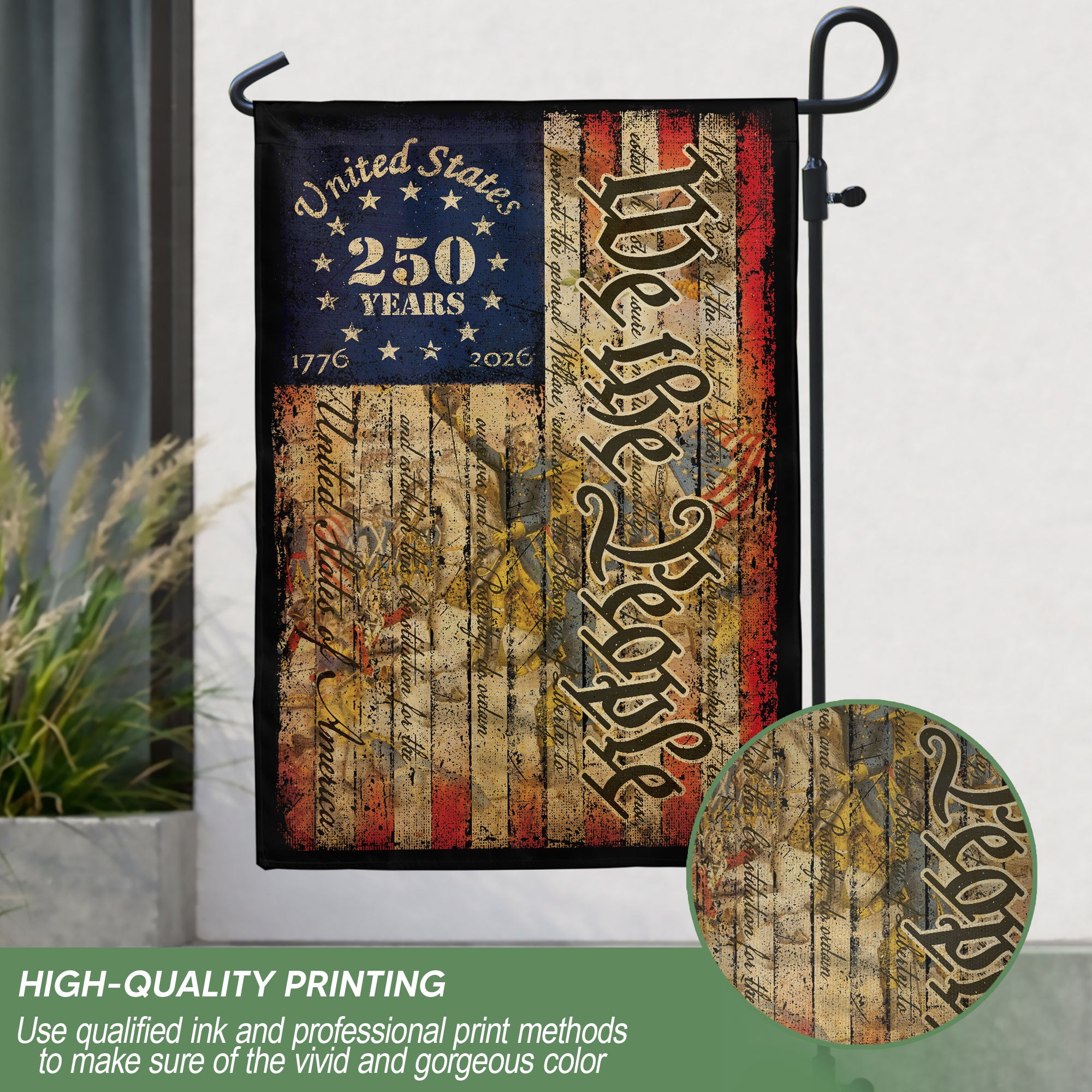 USA 250 Years Garden Flag - We The People Patriotic Historical Outdoor Decor 1776-2026