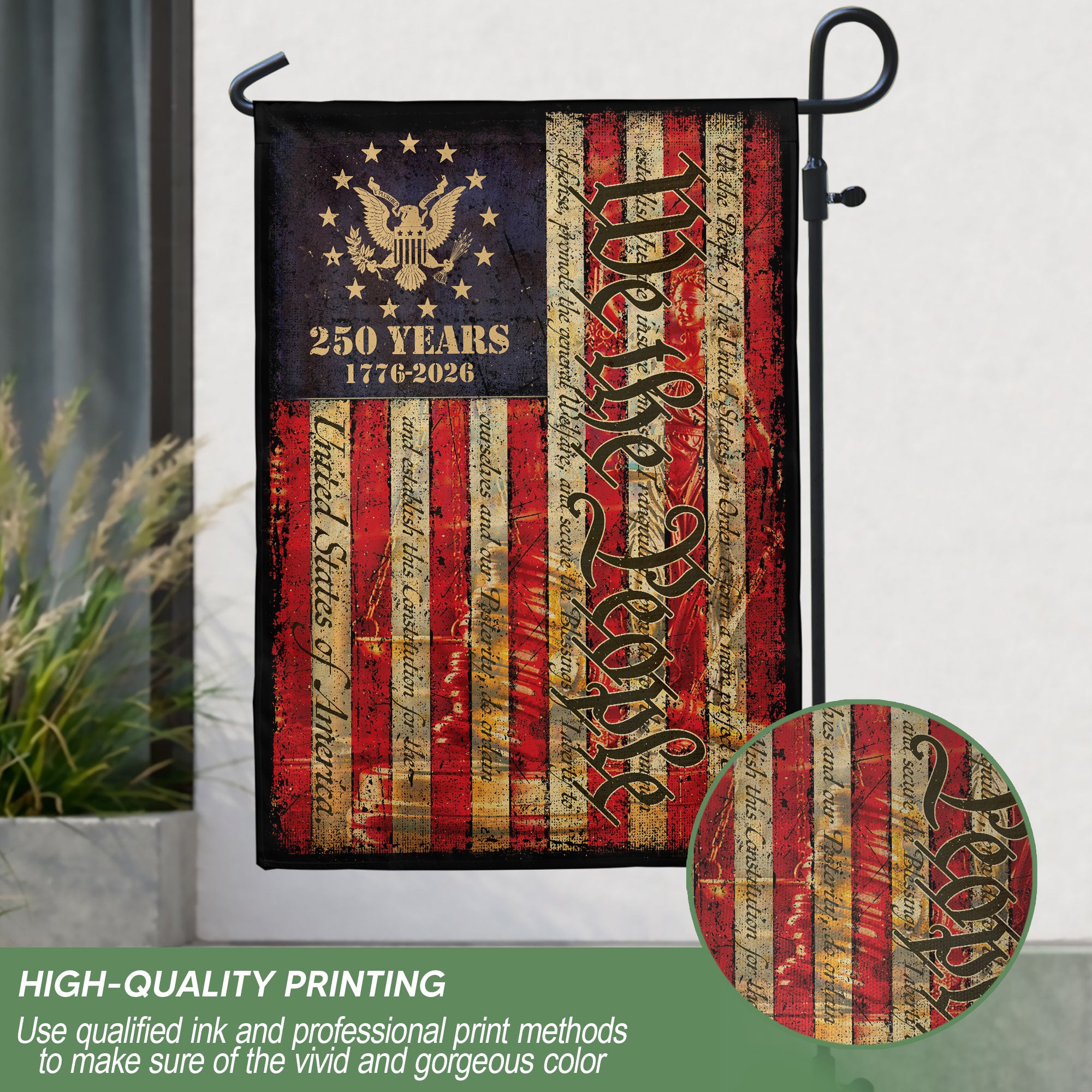 USA 250 Years Garden Flag - We The People Seal Patriotic Outdoor Decor 1776-2026