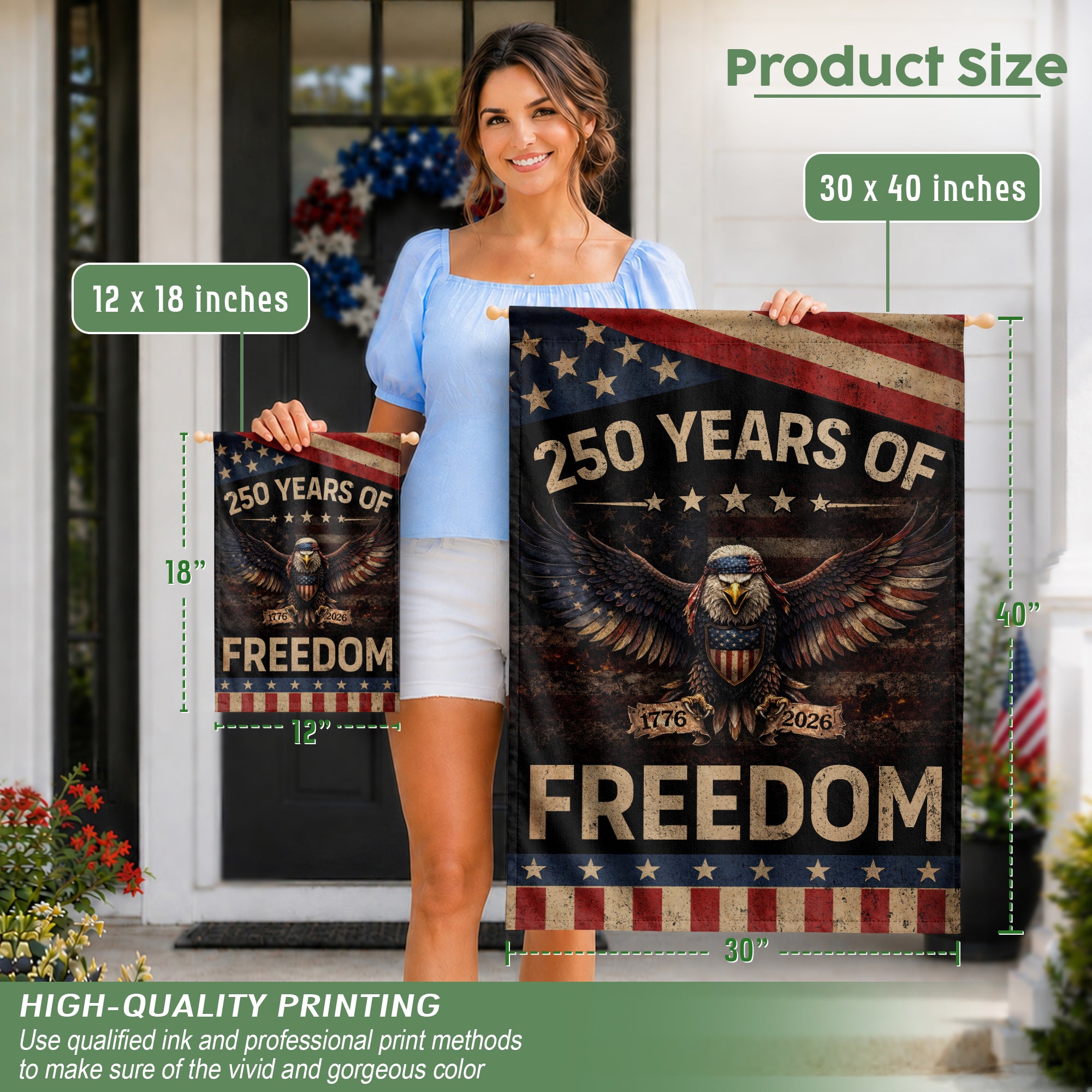 250 Years of Freedom Garden Flag Patriotic Eagle 1776-2026 Vintage 250th Anniversary USA Flag - Rust Field Wear