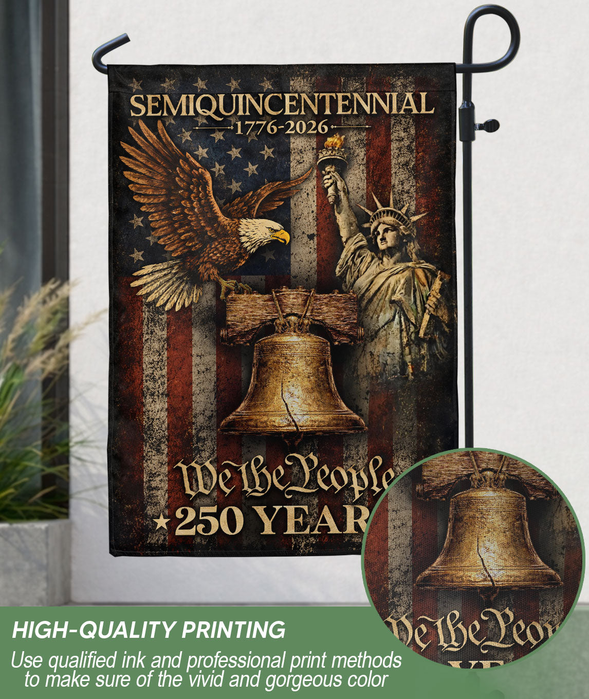 250 Years of Freedom Garden Flag - Liberty Bell & We The People Patriotic Home Decor