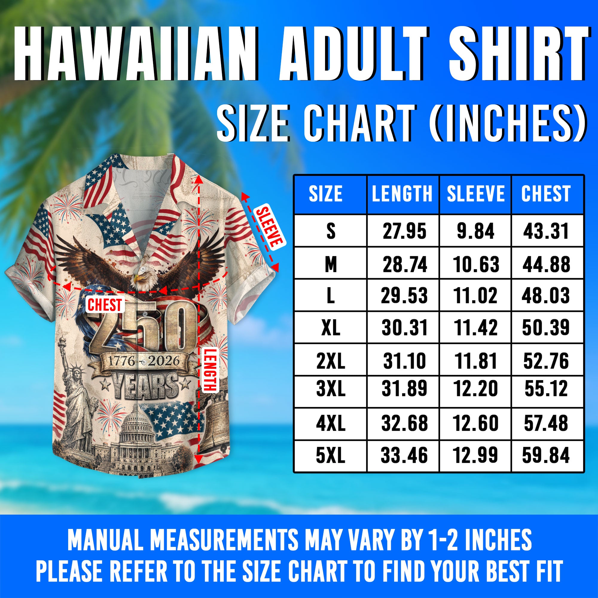 250 Years of America 1776–2026 Hawaiian Shirt – Patriotic Eagle Edition