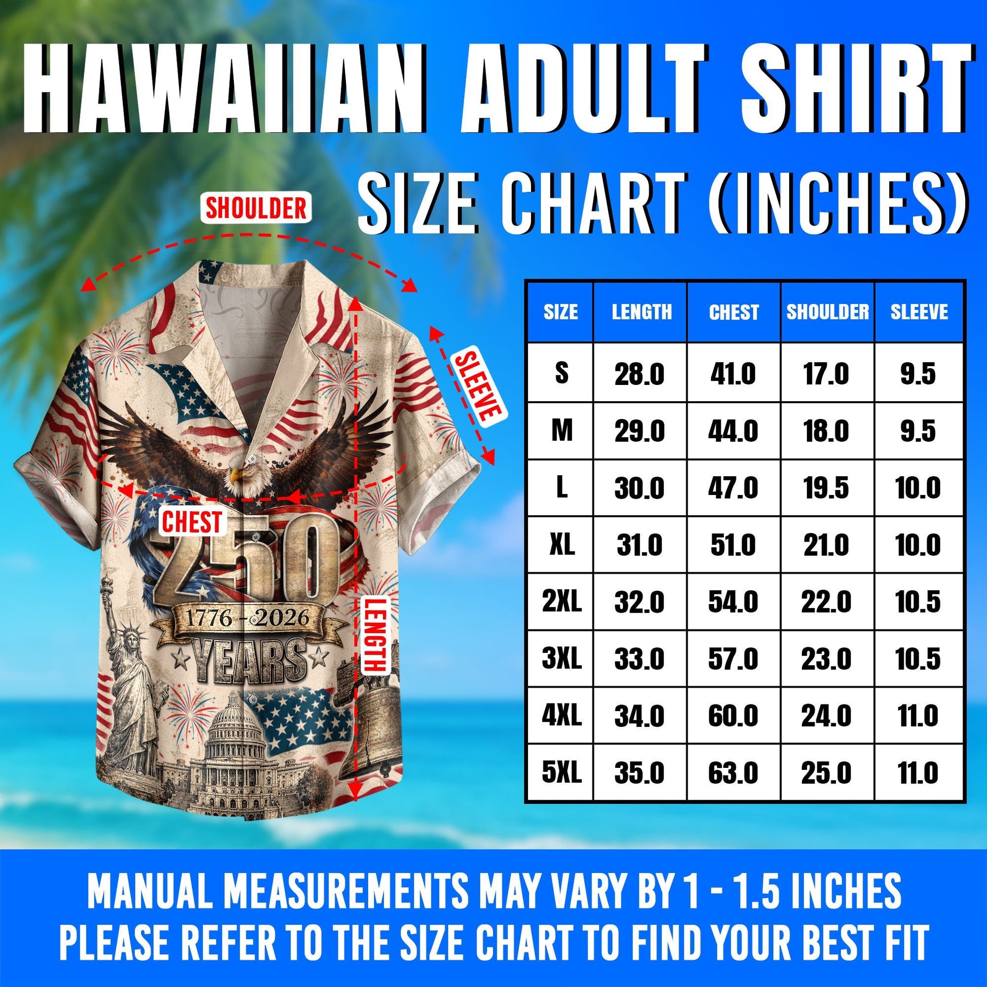 250 Years of America 1776–2026 Hawaiian Shirt – Patriotic Eagle Edition - Rust Field Wear