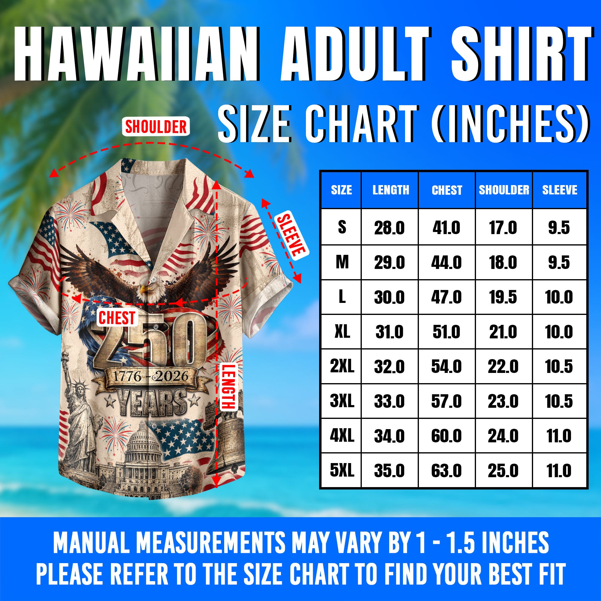 250 Years of America 1776–2026 Hawaiian Shirt – Patriotic Eagle Edition