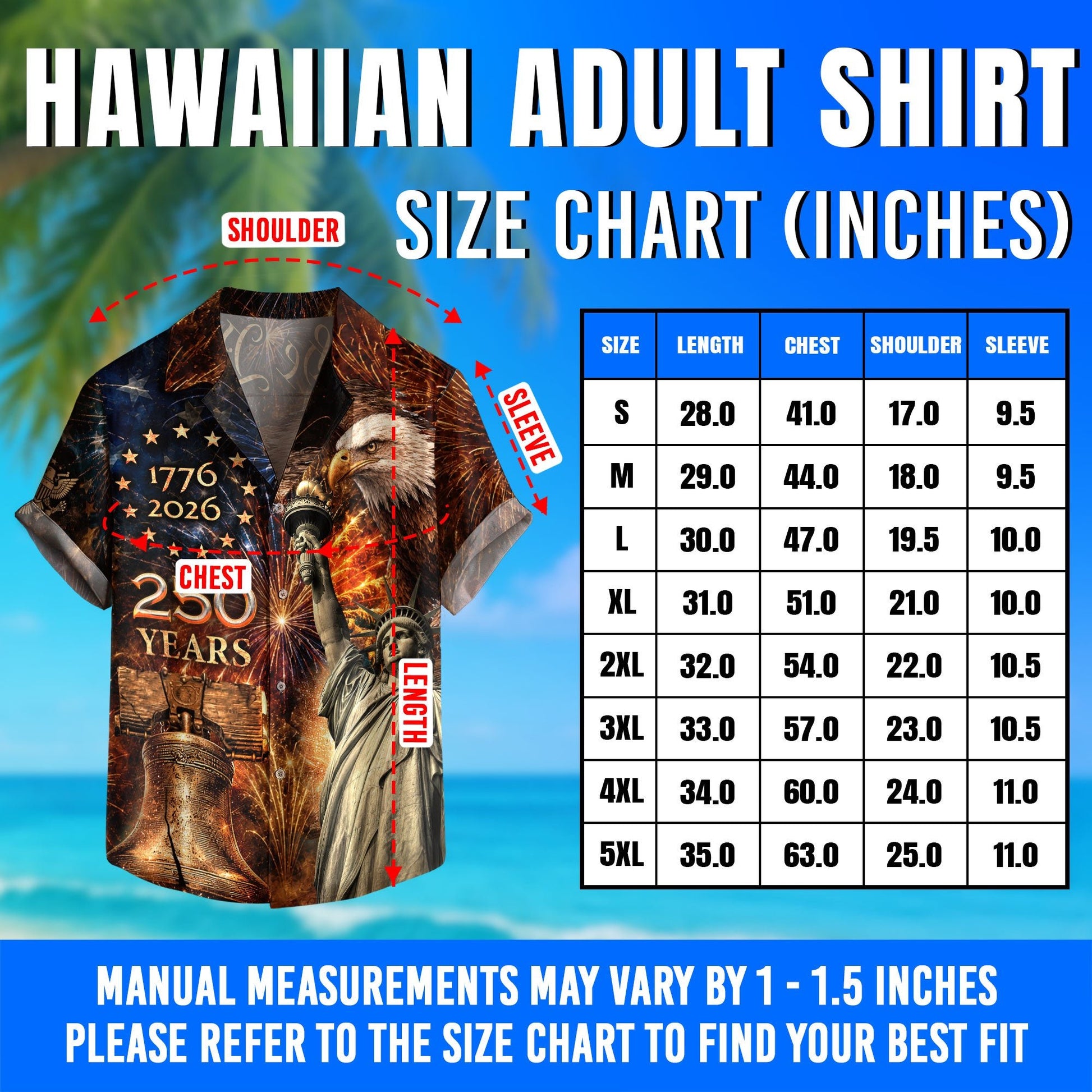 America 250th Anniversary Fireworks Hawaiian Shirt – Liberty & Eagle Tribute - Rust Field Wear