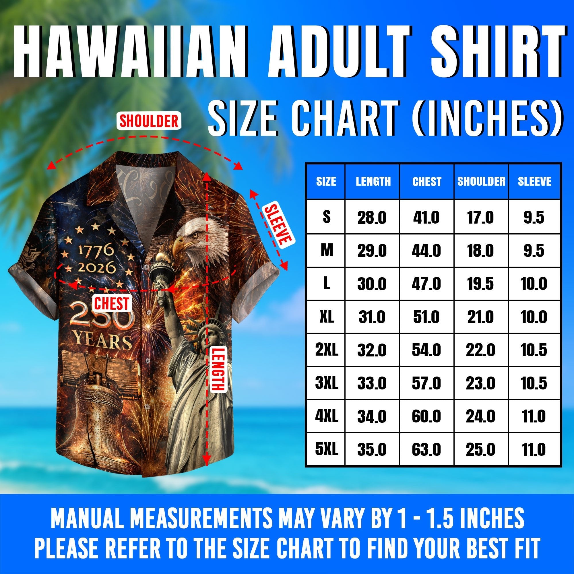 America 250th Anniversary Fireworks Hawaiian Shirt – Liberty & Eagle Tribute - Rust Field Wear