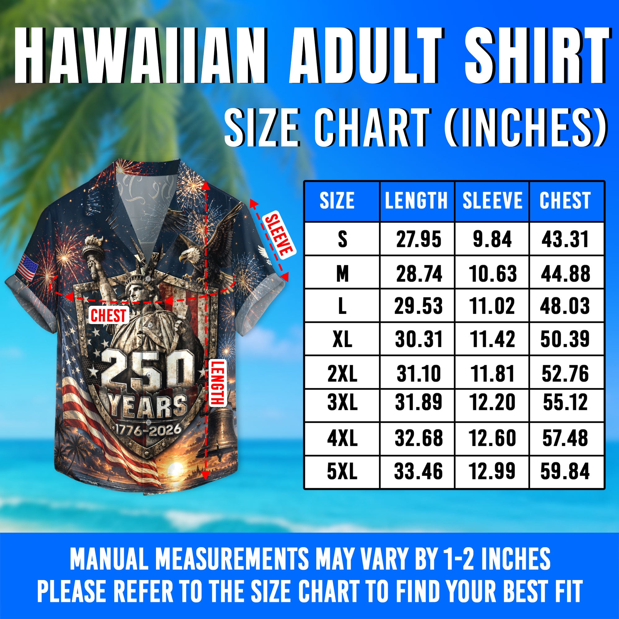 USA 250th Celebration Hawaiian Shirt – Freedom Shield Patriotic Design