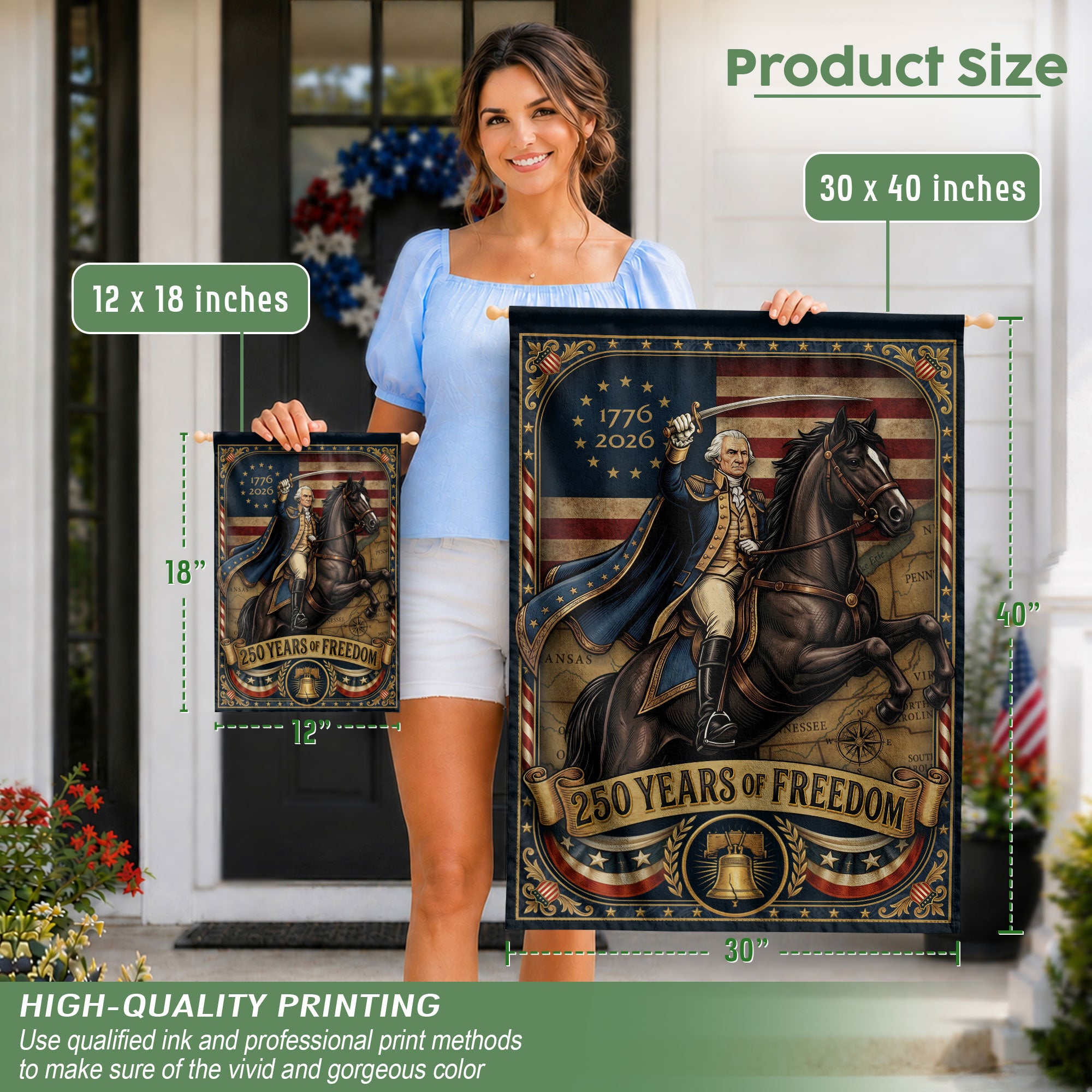 250 Years of Freedom Garden Flag - George Washington 1776-2026 Patriotic Decor